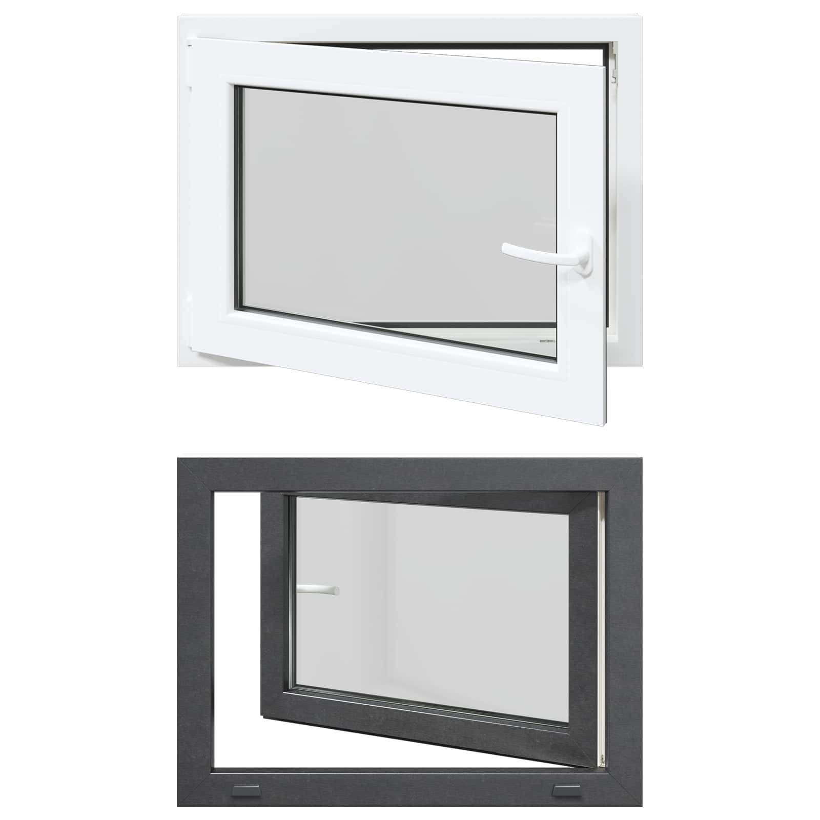 vidaXL Fenster Kellerfenster Innenseite Farbe Weiß RISOR 80 x 70 cm, (1 St)
