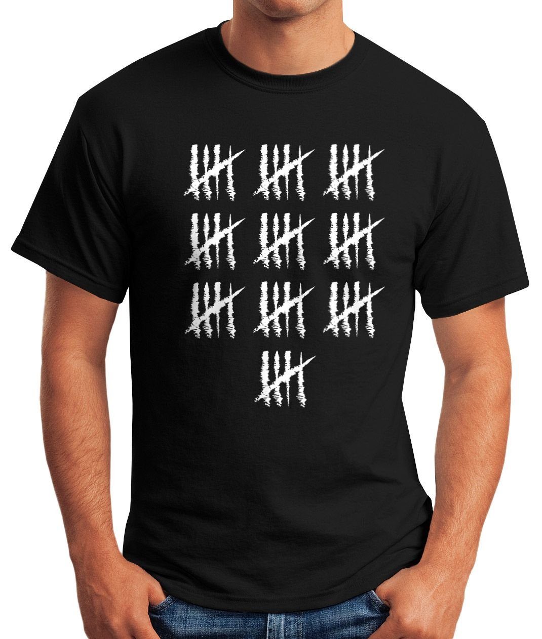 MoonWorks Print-Shirt Herren T-Shirt 50 Jahrgang [object Strichliste Moonworks® Geschenk Geburtstag Print Jubiläum Striche schwarz mit Fun-Shirt Object] Alter
