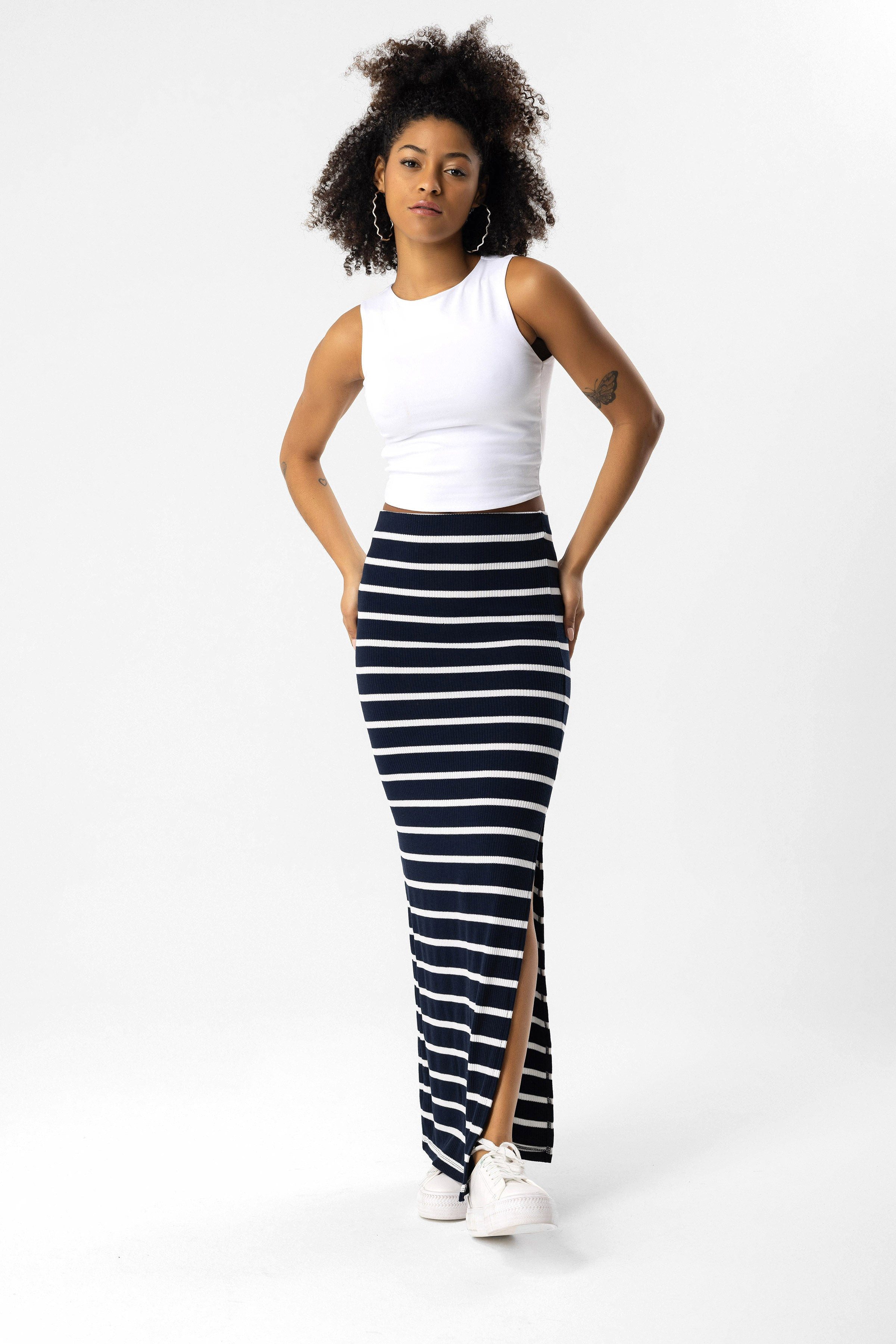 No Matter What Midirock Geschlitzter gestreifter Rock günstig online kaufen