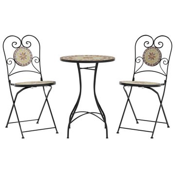 vidaXL Gartenlounge-Set Mosaik-Bistro-Set Terrakottarot und Weiß Eisen und Keramik, (3-tlg)