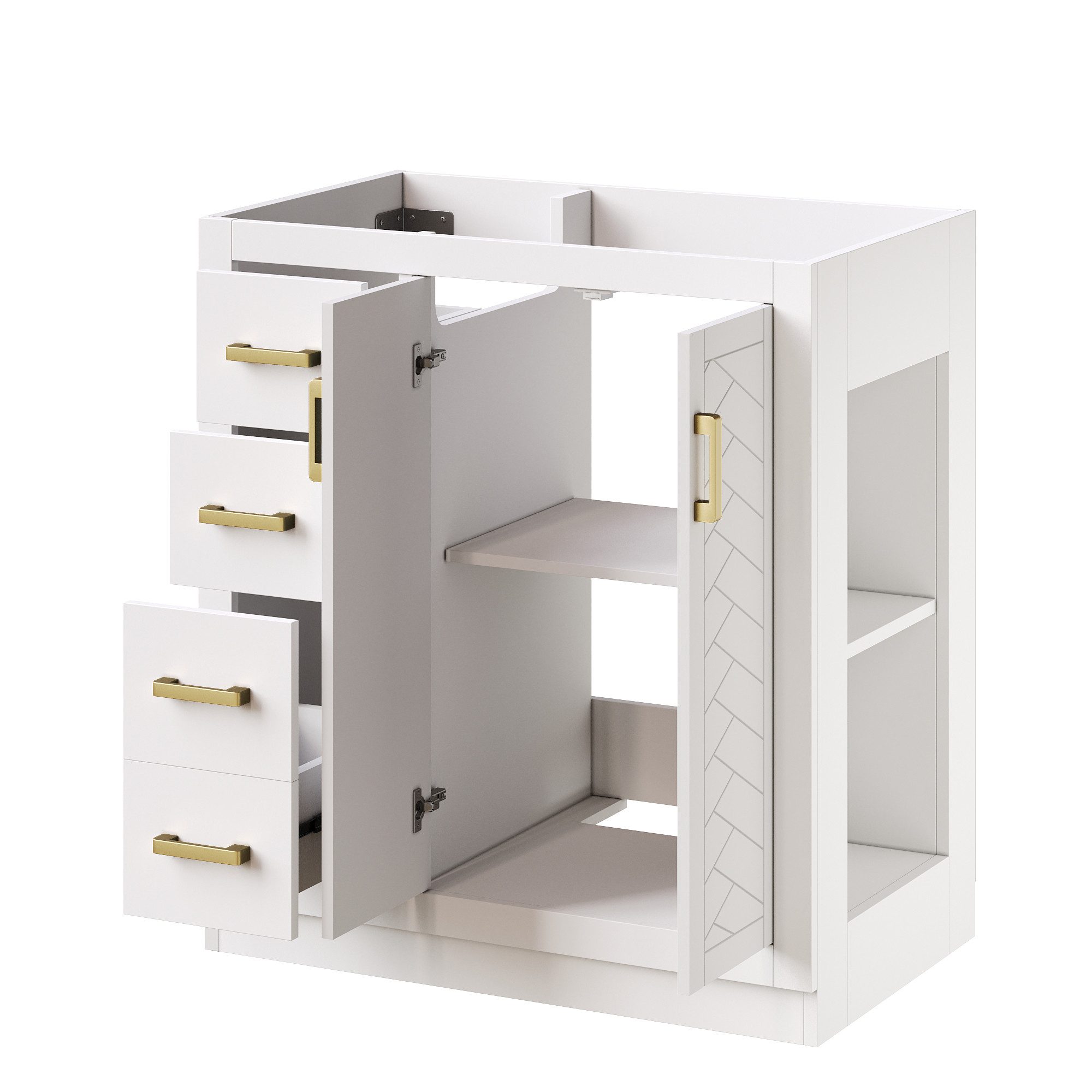 OKWISH Waschbeckenunterschrank Hochwertiger Unterschrank (Keramikbecken Weiß, 1-St., 76.5*46.5*84.5cm)