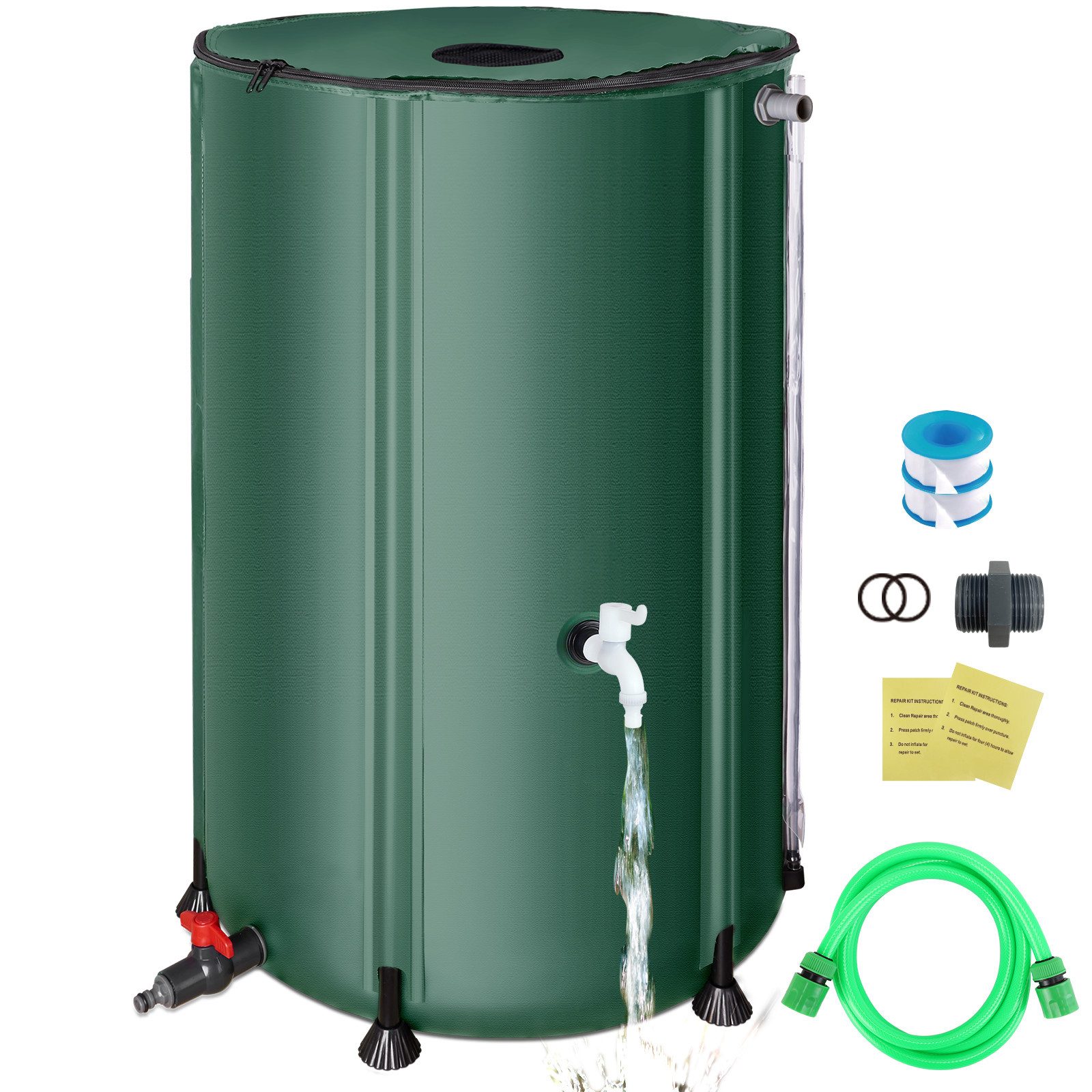 NACATIN Regentonne Faltbare Regenwassertonne 380L, Regenwassertank, Ø 70 x 100 cm, 380 l, (1-tlg), Regenwassersammler mit Deckel, Hahn & Überlaufschutz, wetterfest