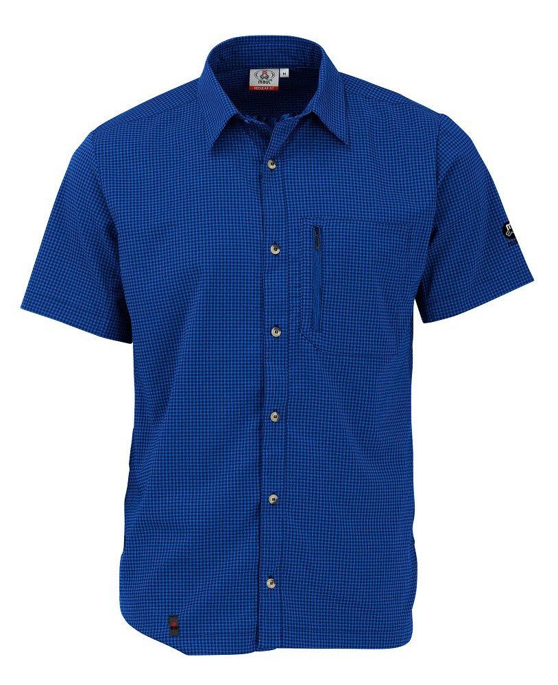 Maul Kurzarmhemd Wander-Freizeit Irschenberg mit Brusttasche blau Herren
