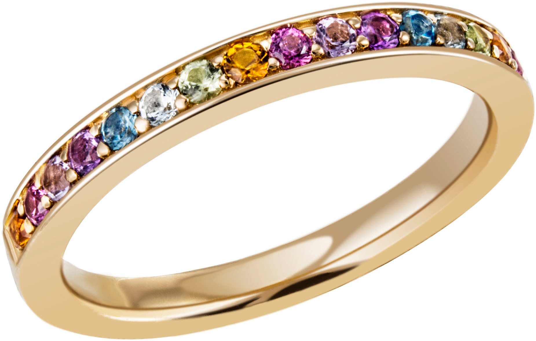 Firetti Fingerring Schmuck Geschenk Silber 925 Silberring Ring Regenbogen, mit Amethyst, Rhodolith, Citrin, Peridot, Topas