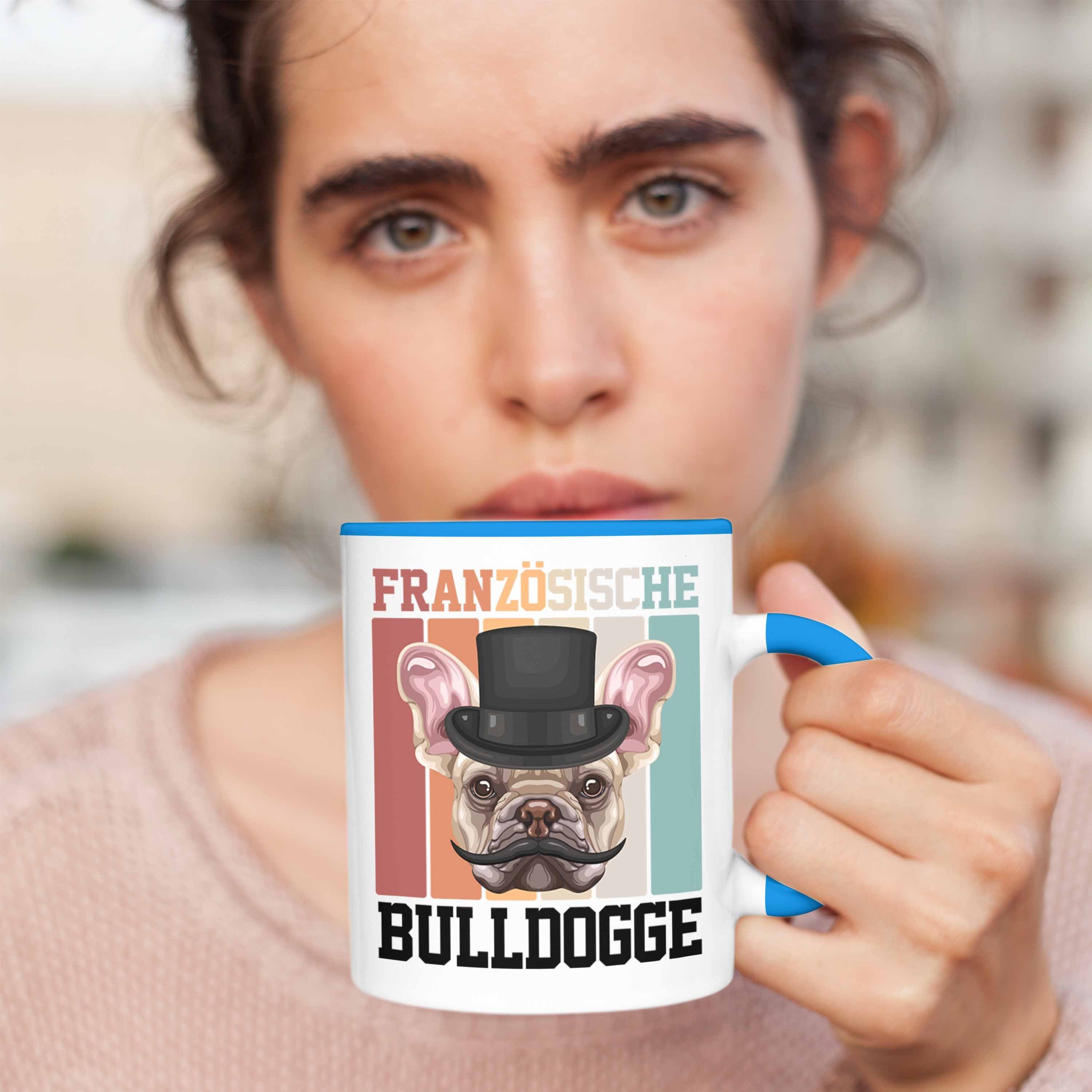 Trendation Tasse Blau Besitzer Spruch Geschen Tasse Geschenk Französische Bulldogge Lustiger