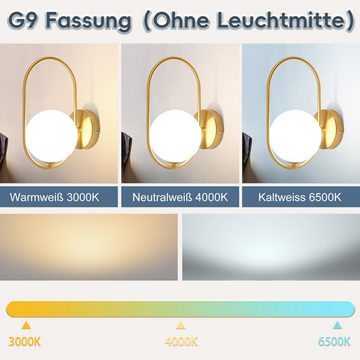 ZMH Wandleuchte Innen Wandlampe Moderne aus Glas Flurlampe Gold G9, ohne Leuchtmittel, Kreatives Design für Treppenhaus Wohnzimmer Schlafzimmer