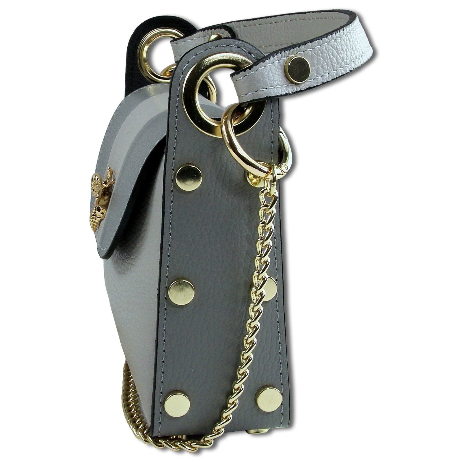 Toscanto Umhängetasche Toscanto Tasche grau hellgrau Leder (Umhängetasche), Damen Umhängetasche Leder, grau, hellgrau ca. 19cm x ca. 14cm