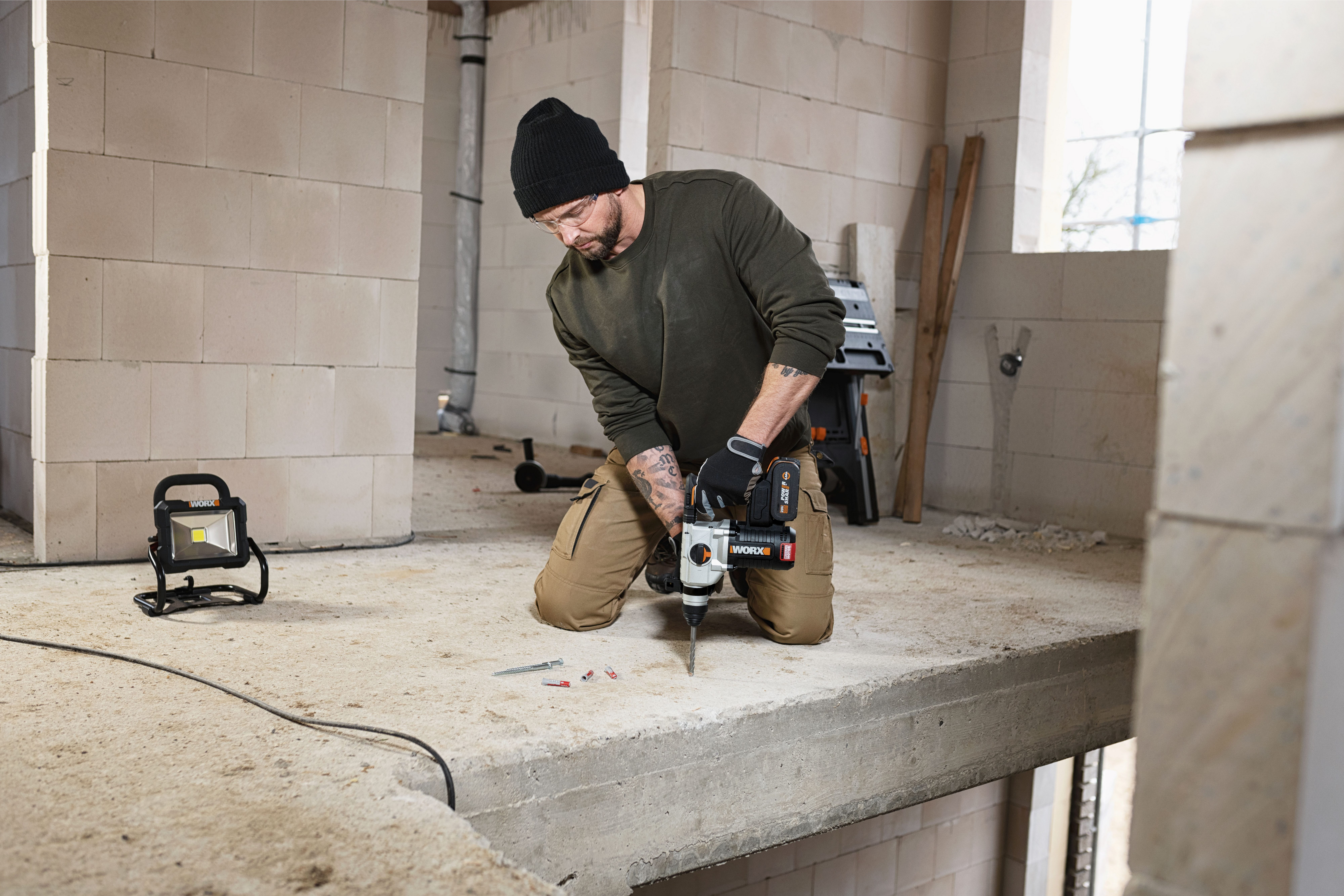 Worx Akku-Bohrhammer NITRO WX380.9, max. 1210 U/min, 3-IN-1, bürstenloser Motor, 2,2J Schlagenergie, ohne Akku & Ladegerät – Bild 4 von 4