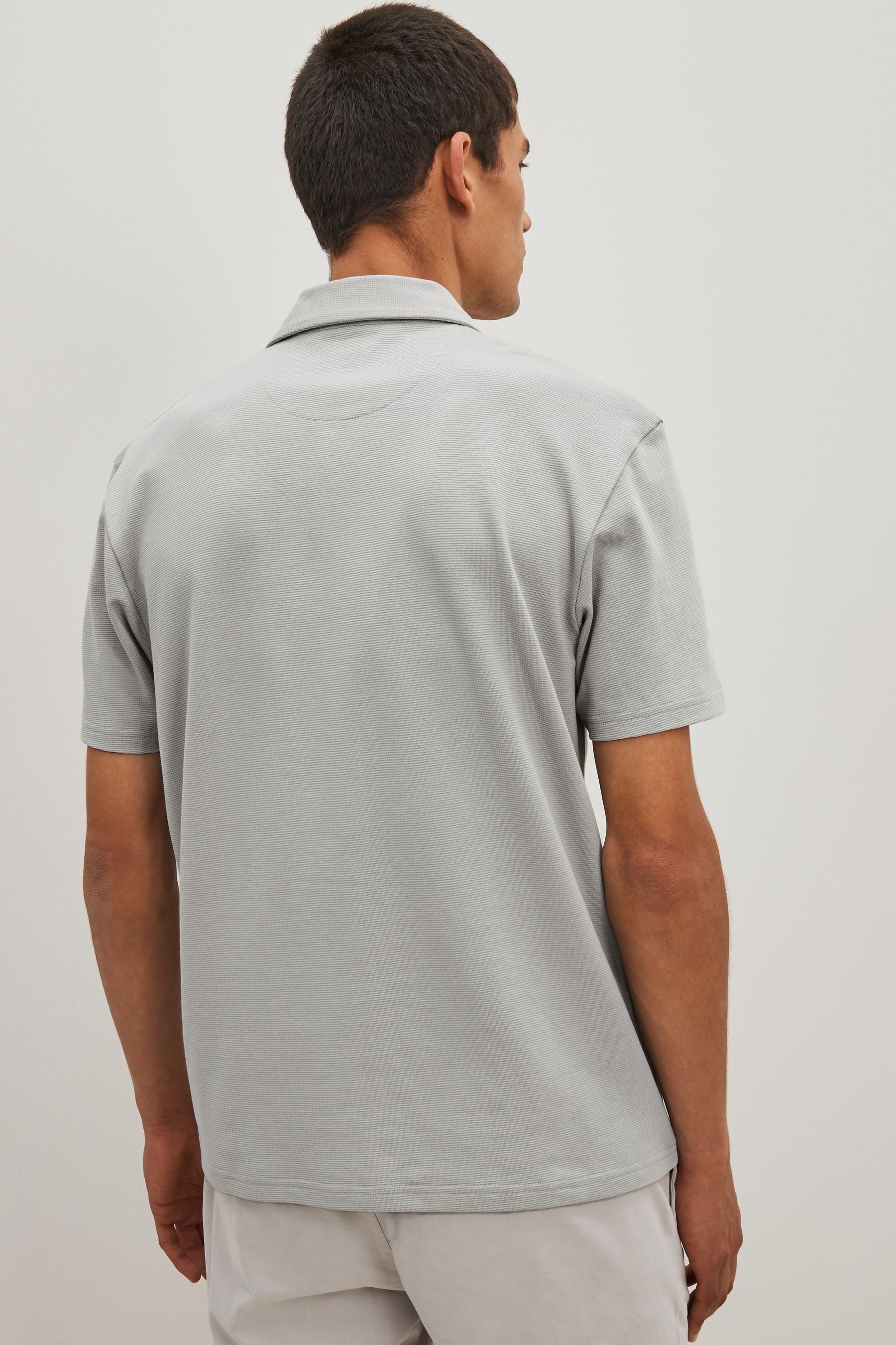 Kragen kubanischem (1-tlg) Grey Next mit Poloshirt Polo-Shirt