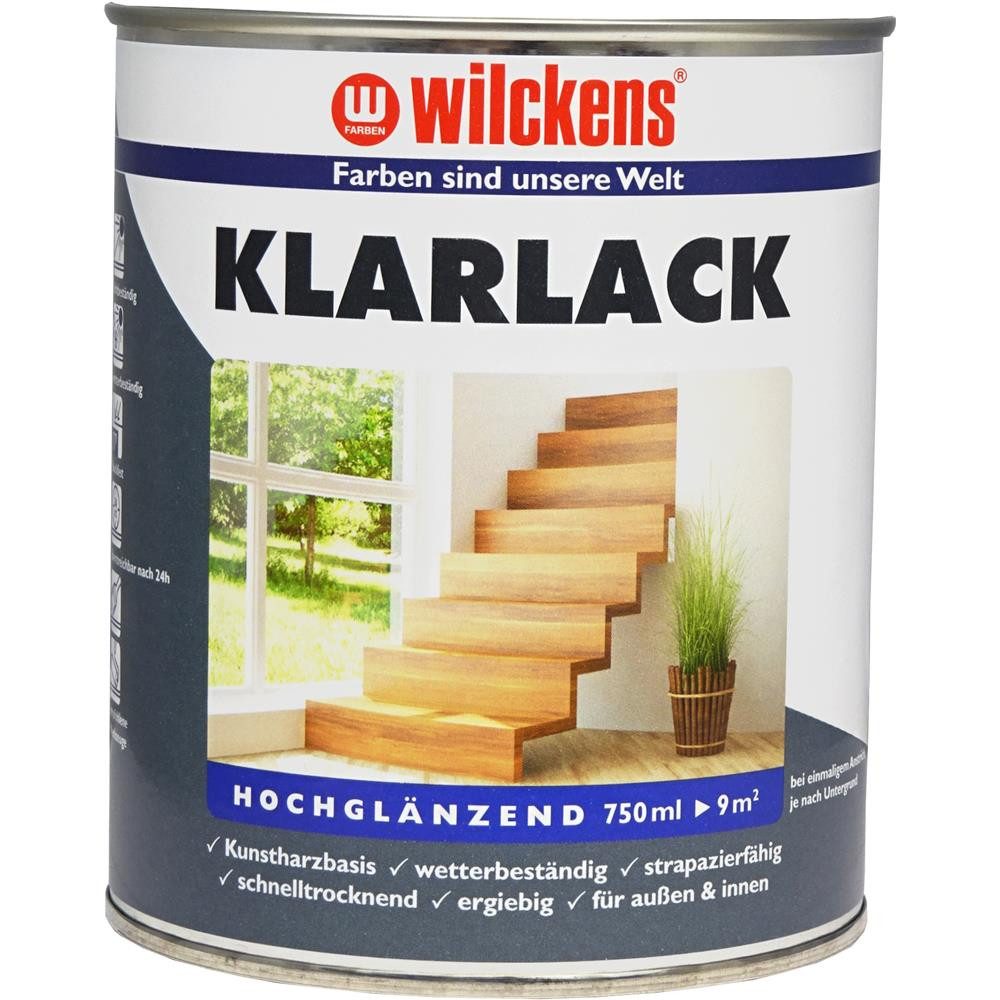 Wilckens Farben Klarlack Kunstharz Lack hochglänzend für Innen + Außen, 750 ml, für den Innenbereich und Außenbereich, Kunstharzbasis