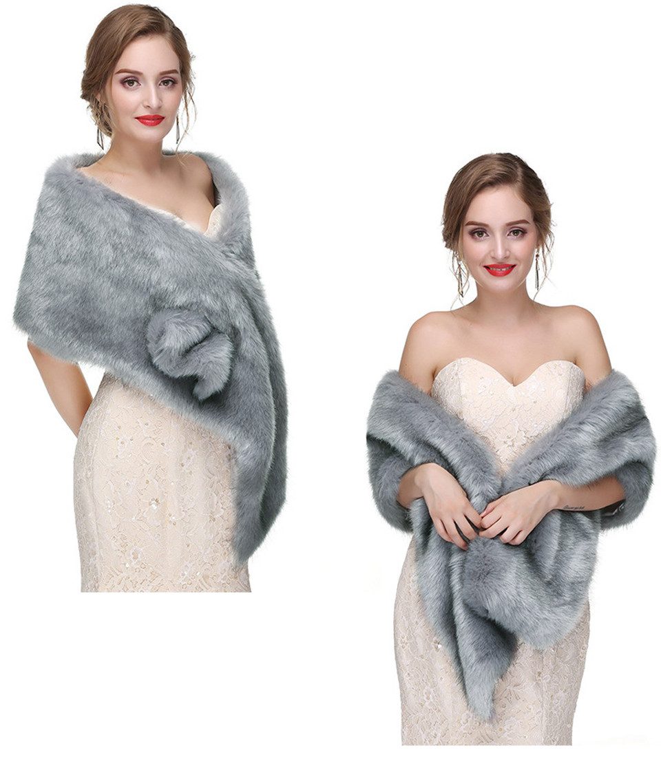 Cachito Modeschal Damen Brautjacke Brautstola Kunstfell Braut Stola Abendstola, (1-St), Hochzeitstuch Pelzimitat für Abendparty Hochzeitstuch