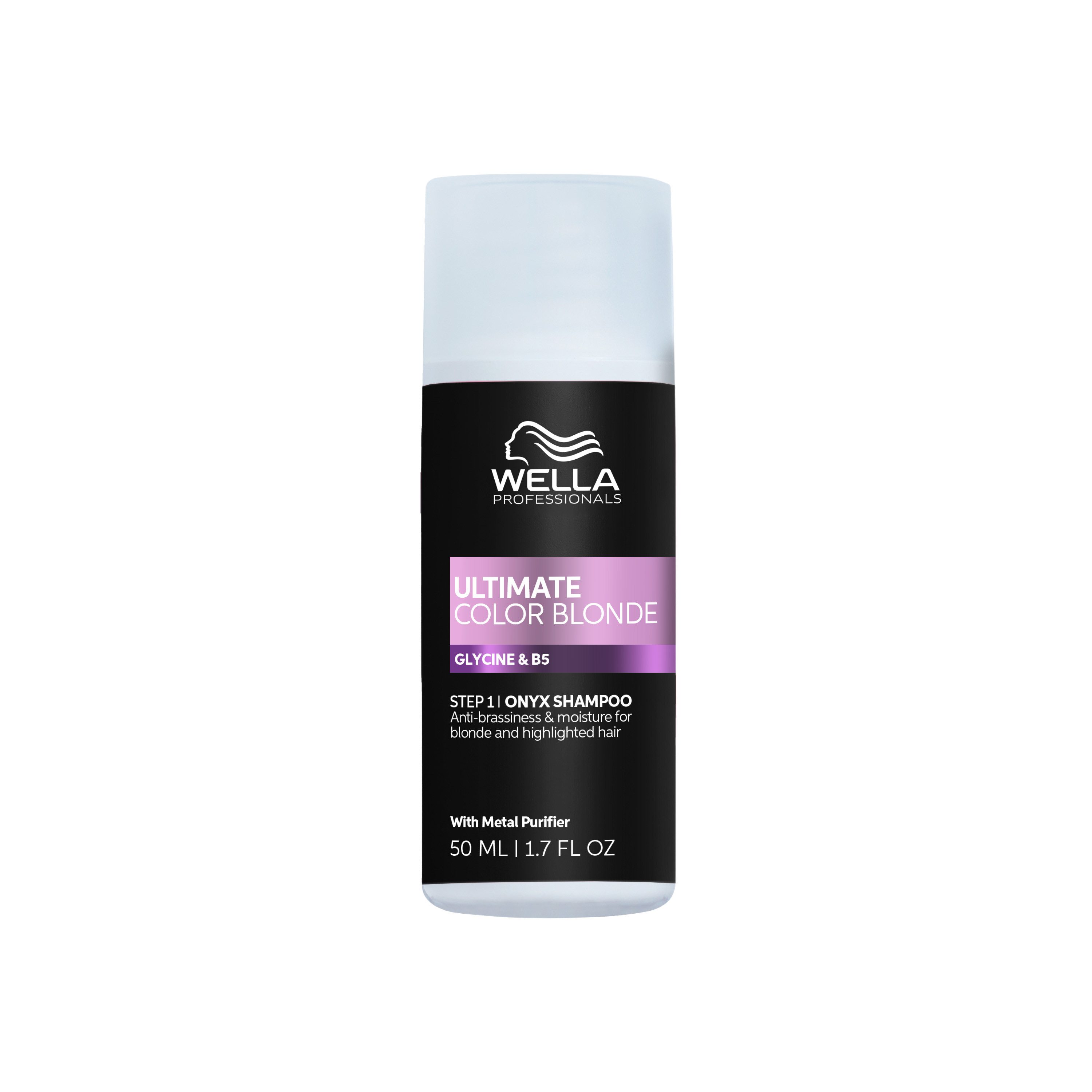 Wella Professionals Silbershampoo Ultimate Color Blonde Onyx Shampoo 50 ml, Silbershampoo für blondiertes, gesträhntes und natürlich blondes Haar