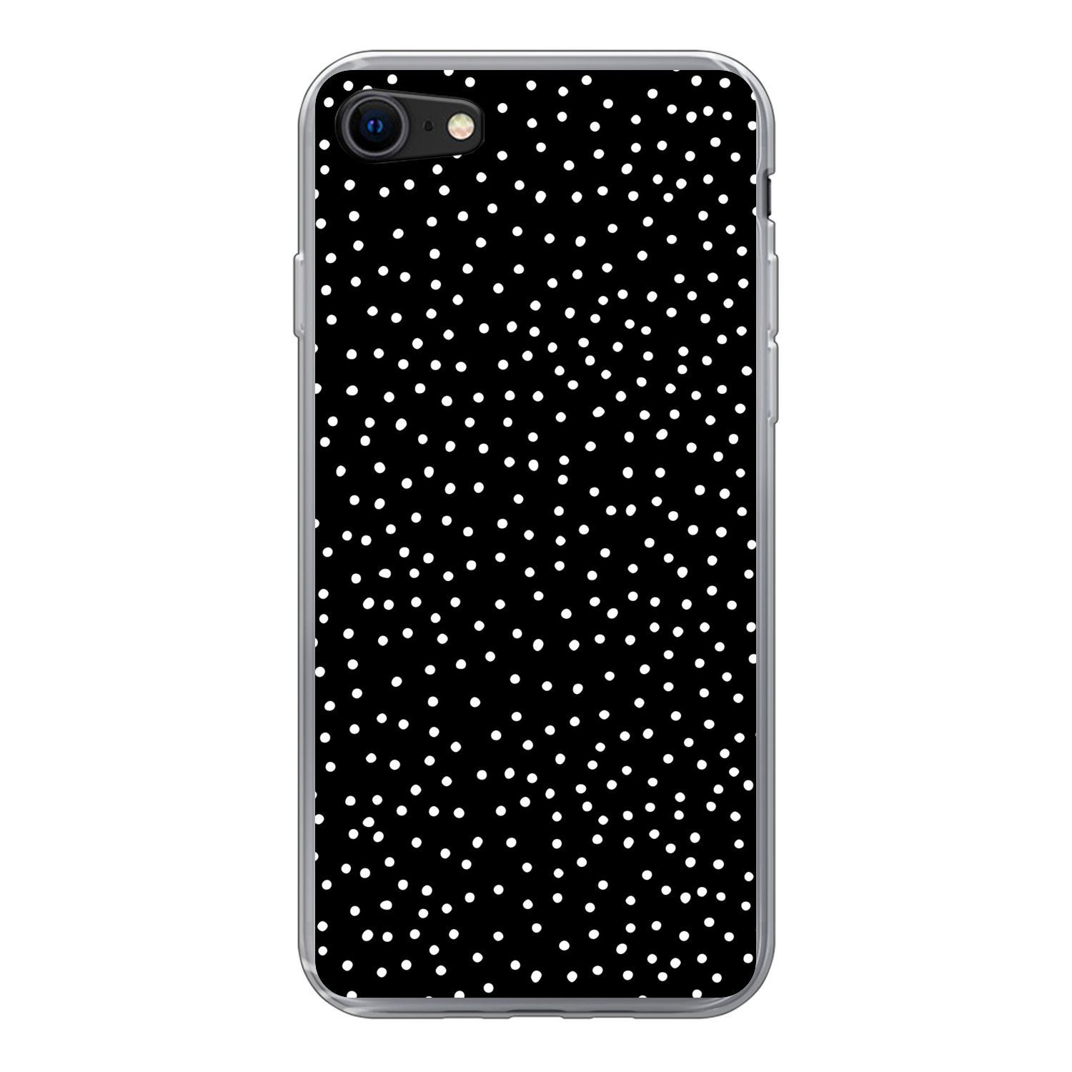 MuchoWow Handyhülle für Apple iPhone 7 Polka dots - Schwarz - Weiß, Smartphone-Bumper, Print, Handy Schutzhülle Dünn