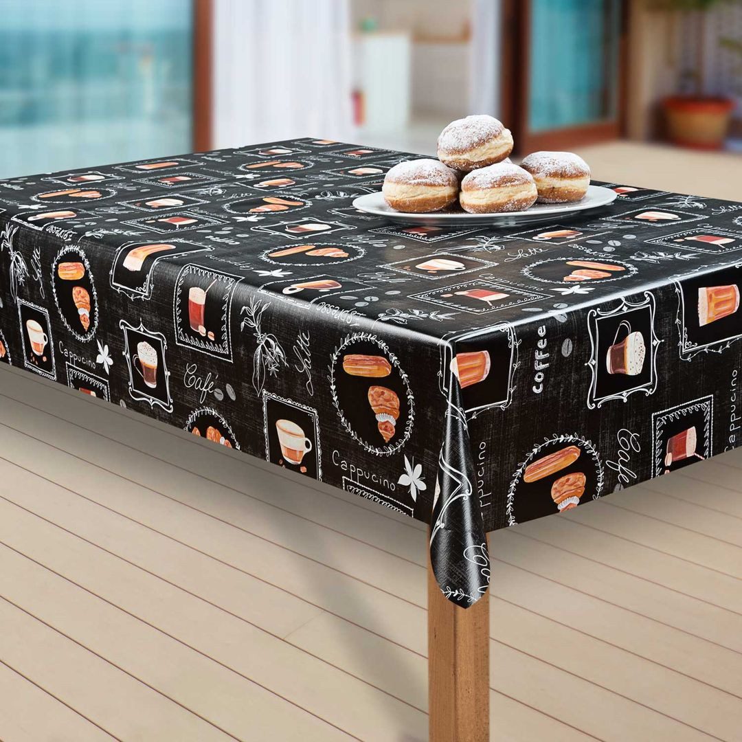 laro Tischdecke Wachstuch-Tischdecken Abwaschbar Kaffee Cappuccino Schwarz rechteckig