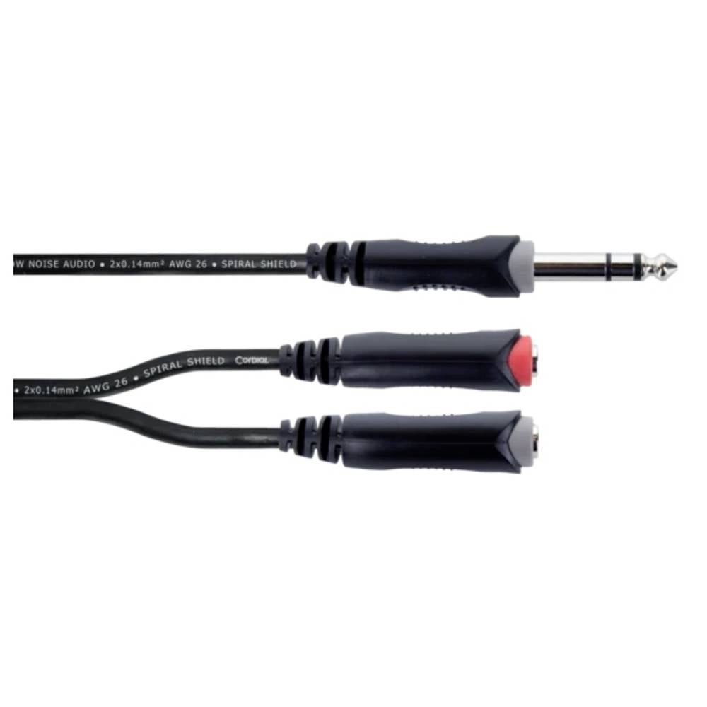 Cordial Y-Adapter Connector 1: Plug 6.3 stereo black/2x Jack Socket 14890 Audio- & Video-Kabel, PVC-Mantel, Zwillingsleitung