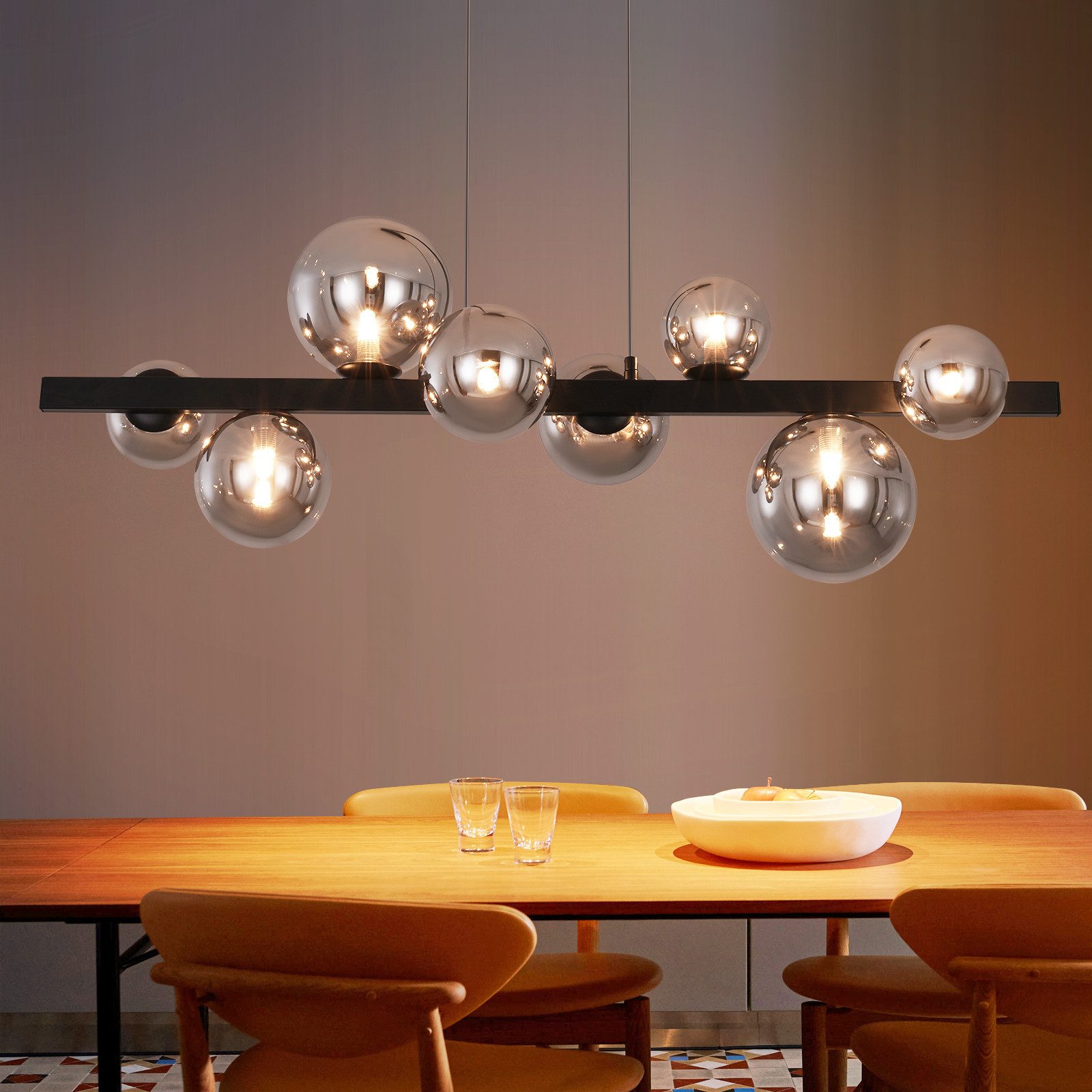 Nettlife Pendelleuchte Esstisch Glas G9 8/14 Flammig Modern Kronleuchter, LED wechselbar, Esstischlampe Wohnzimmer Hängeleuchte für Schlafzimmer Hotel – Bild 5 von 5