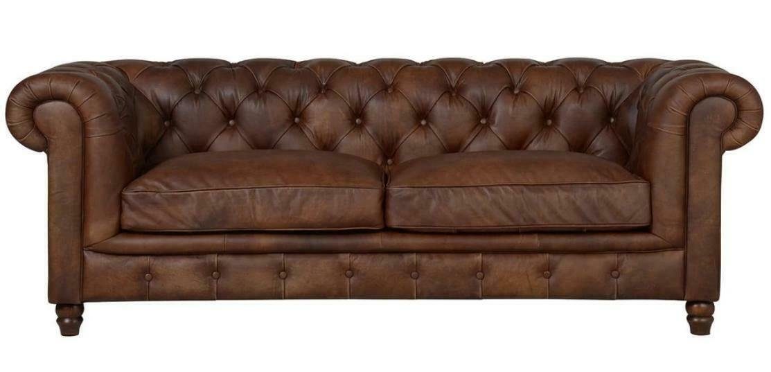 Chesterfield Sofa Braun Couchen JVmoebel Modern Neu Leder Dreisitzer Chesterfield-Sofa, Design