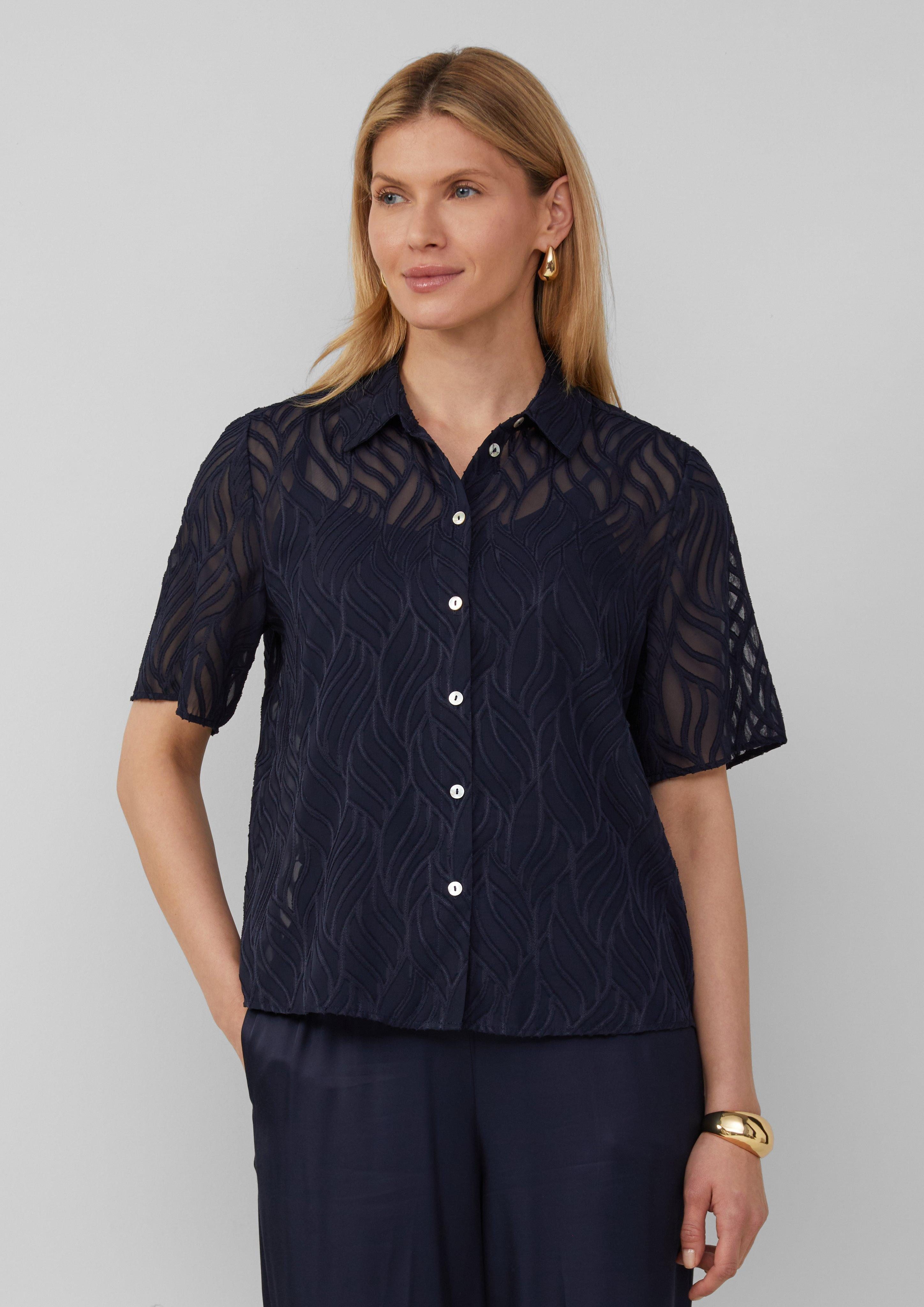 s.Oliver BLACK LABEL Kurzarmbluse Semitransparente Bluse günstig online kaufen