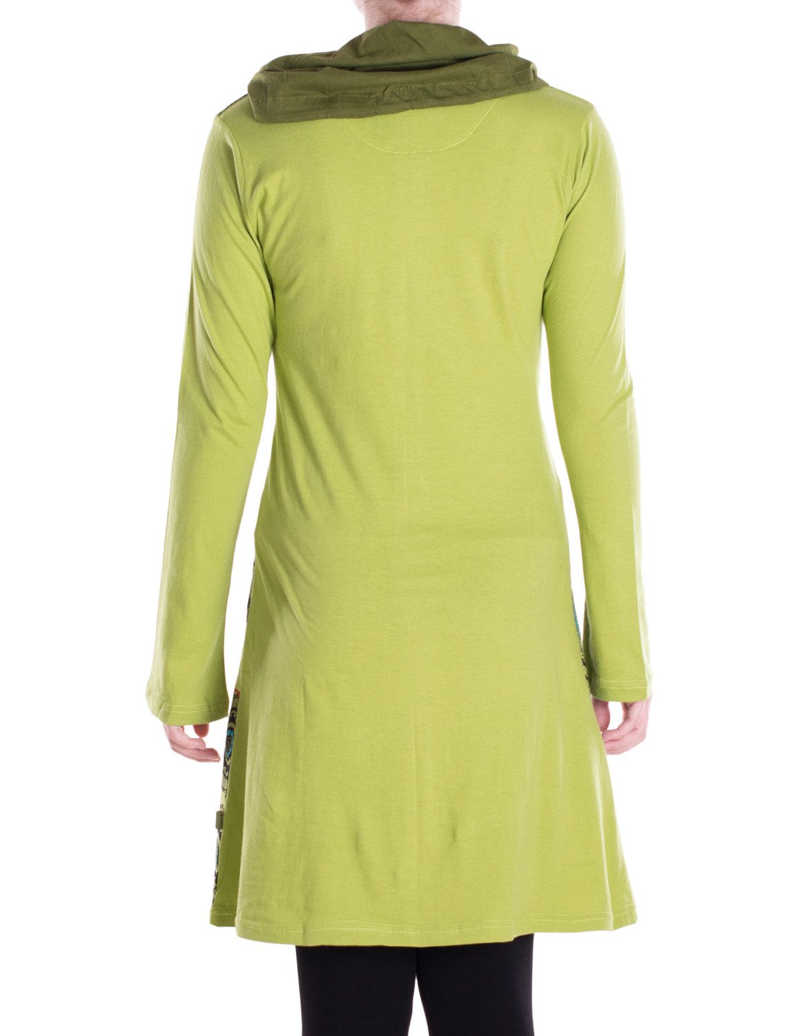 Vishes Tunikakleid Damen Mandala-Kleid Schal-Kragen Langarm-Shirtkleid günstig online kaufen