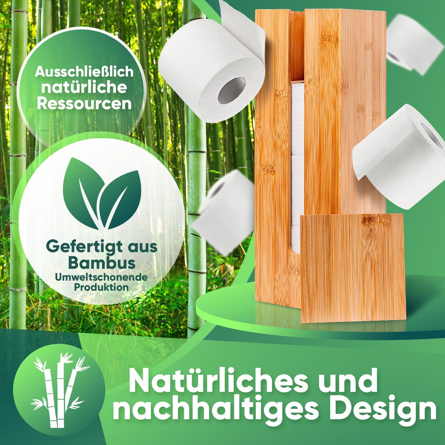 Toilettenpapier stehend, Toilettenpapierhalter Loco Bambus, Toiletten-Ersatzrollenhalter stehend, Bird für4 Aufbewahrung, aus Klopapier Ersatzrollenhalter Klorollenhalter Klopapierhalter stehend, Toilettenpapier, Rollen Klorollenaufbewahrung Aufbewahrung