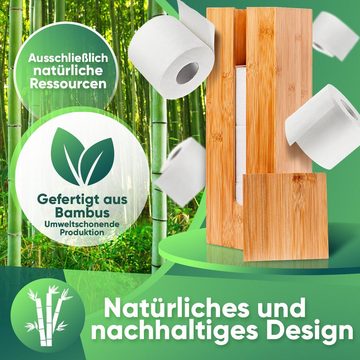 Loco Bird Toiletten-Ersatzrollenhalter Toilettenpapier Aufbewahrung für4 Rollen aus Bambus, Klopapier Aufbewahrung, Ersatzrollenhalter Toilettenpapier, Toilettenpapierhalter stehend, Klopapierhalter stehend, Klorollenhalter stehend, Klorollenaufbewahrung