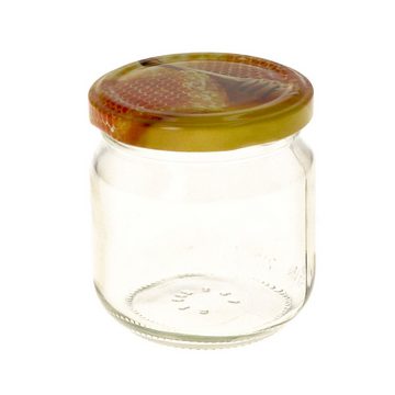 MamboCat Einmachglas 50er Set Rundglas 212 ml nieder Carino To 66 Deckel mit Honigwabe, Glas