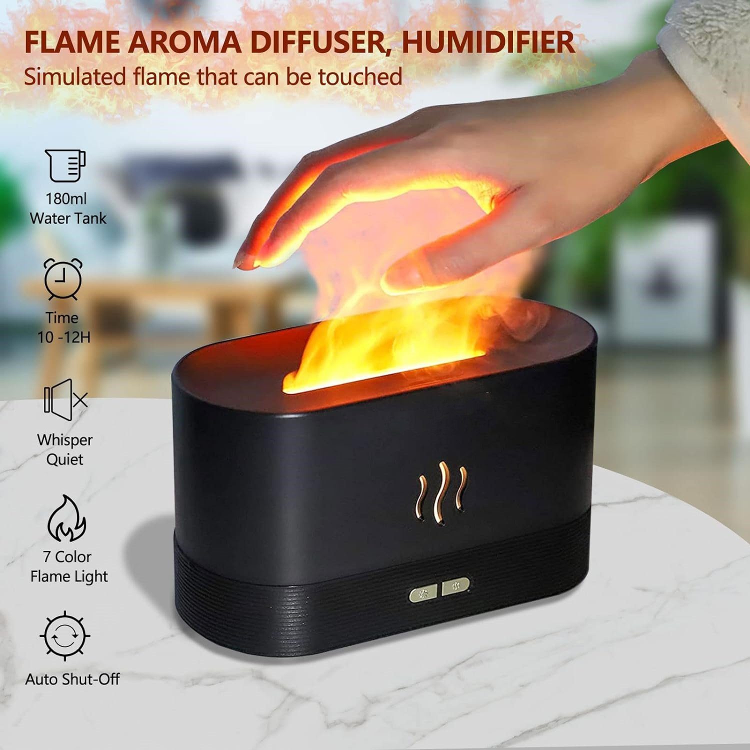 autolock Luftbefeuchter 3 In 1 Flammen Aroma Diffuser,7-Farben-Licht Luftbe günstig online kaufen