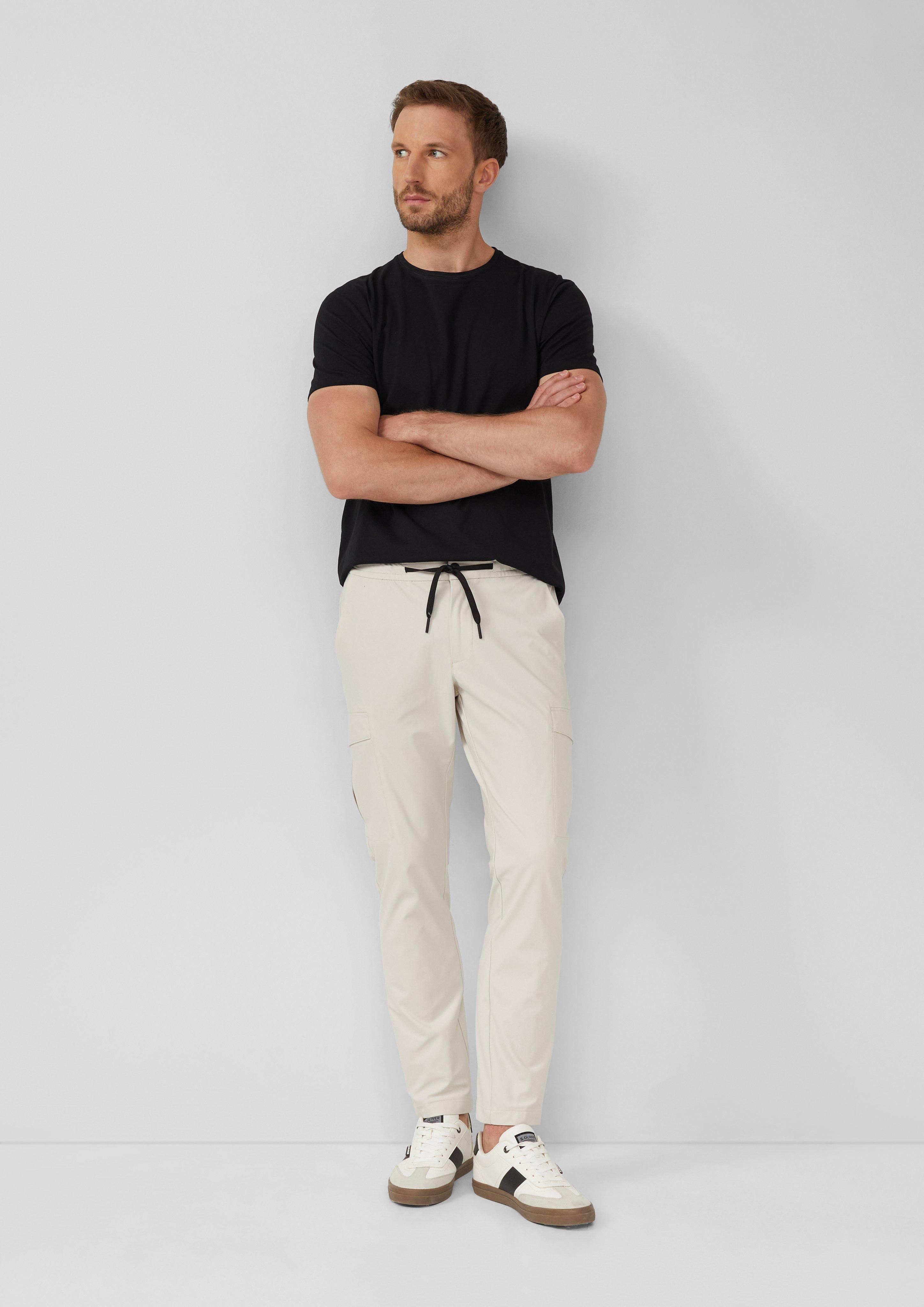 s.Oliver BLACK LABEL Stoffhose Sportive Jogpants mit Cargo-Taschen aus elastischem Jersey