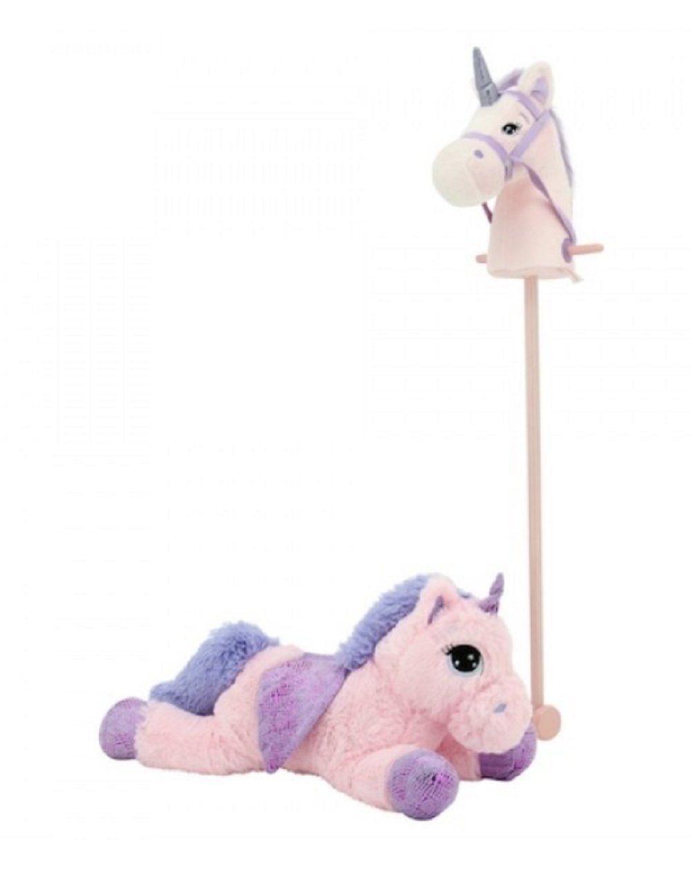 Sweety-Toys Kuscheltier Sweety Toys 11001 Set - Steckenpferd Einhorn & Kuscheltier Einhorn Plüschtier 65 cm Rosa Unicorn Kuscheleinhorn Stofftier
