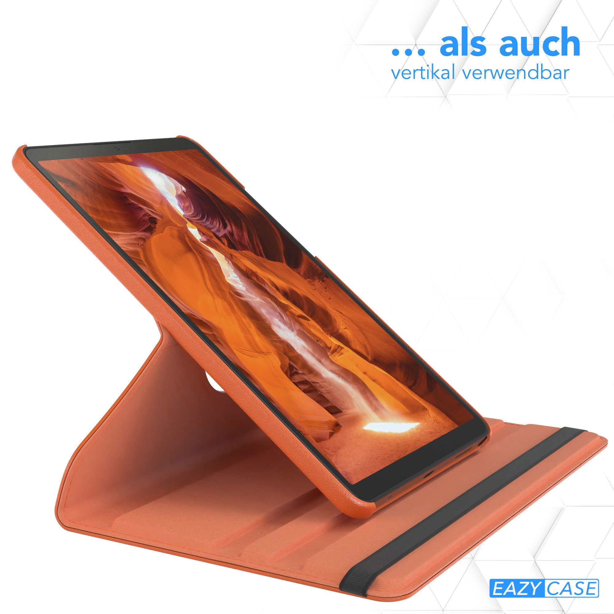 EAZY CASE Tablet-Hülle Rotationcase für Samsung Galaxy Tab A11 8,7 Zoll, Tabletschutz robust magnetisch verstellbar Klappetui mit Deckel Orange – Bild 5 von 5