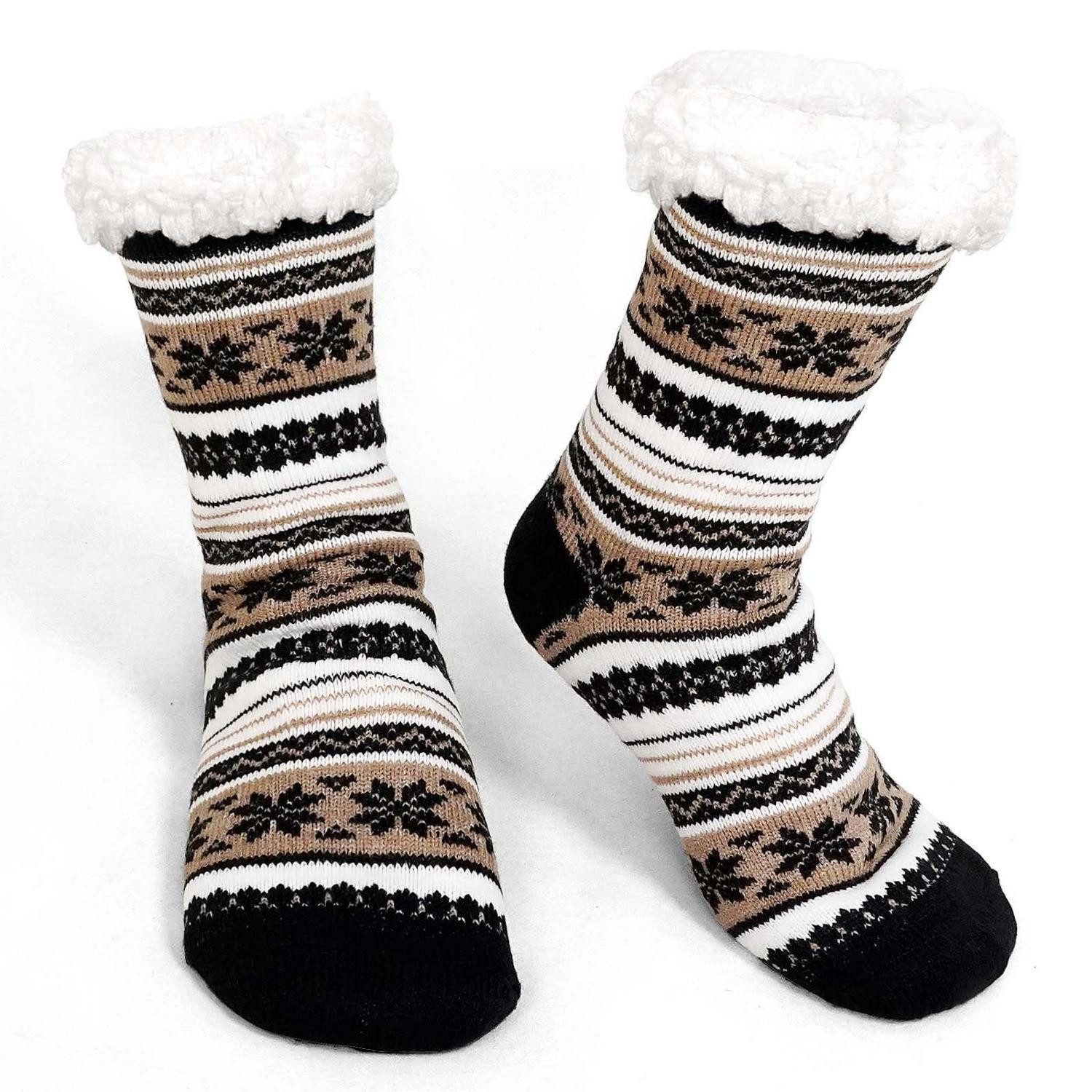 LuxusKollektion Kuschelsocken Haussocken Herren Warm Dick Dunkelbraun