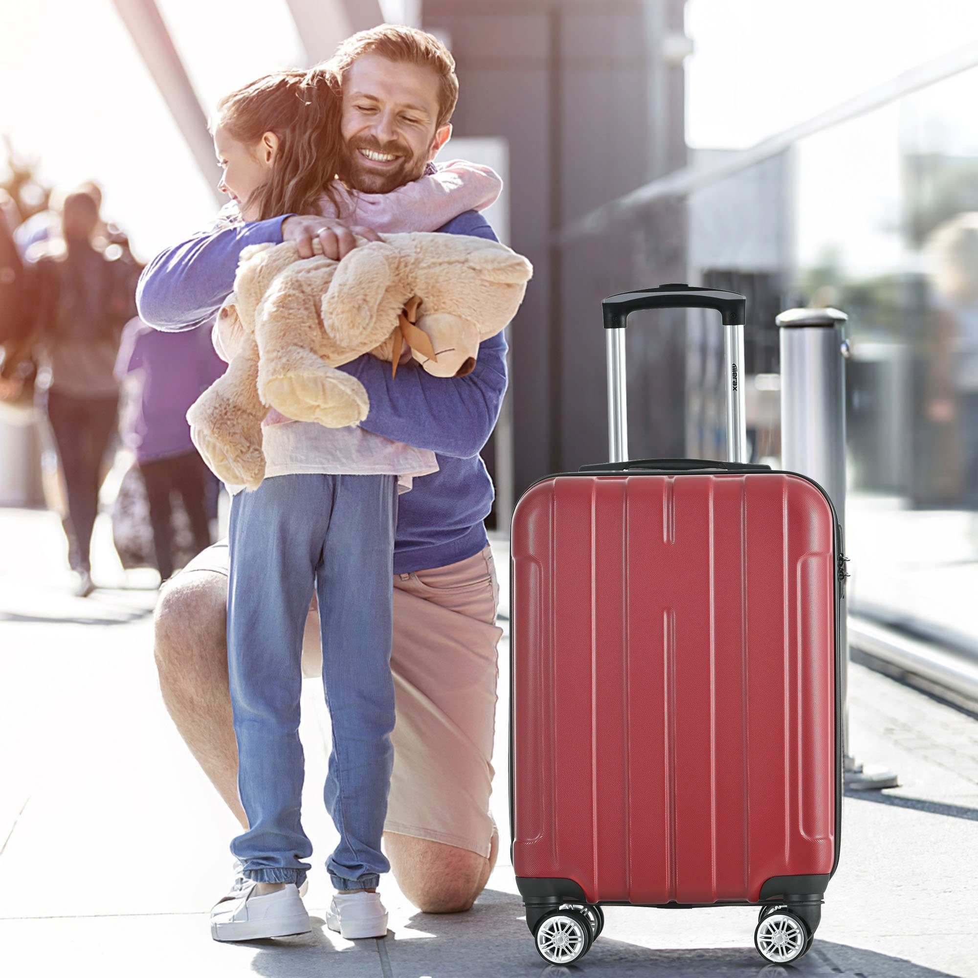 4 und Universalrad, mit Koffer Hartschalen-Trolley Rot Seitengriff CAT Erweiterbar Rollen, PHOEBE Hartschalen-Handgepäck, TSA-Schloss