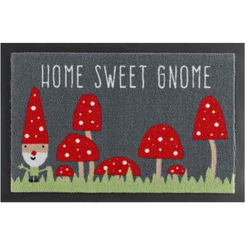 Fußmatte Home Sweet Gnome, HANSE Home, rechteckig, Höhe: 7 mm, Schmutzfangmatte, Türmatte, Waschbar, Wettesfest, Rutschfest, Außen