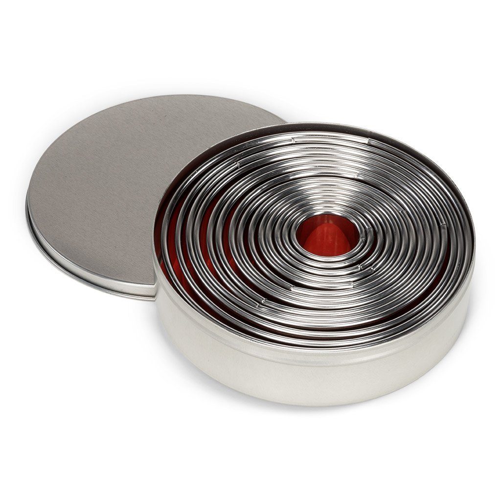 patisse Ausstechform 01950, Ausstecher Kreisformen, Set 14-tlg, Edelstahl, in einer handlichen Dose, aus hochwertigem Edelstahl