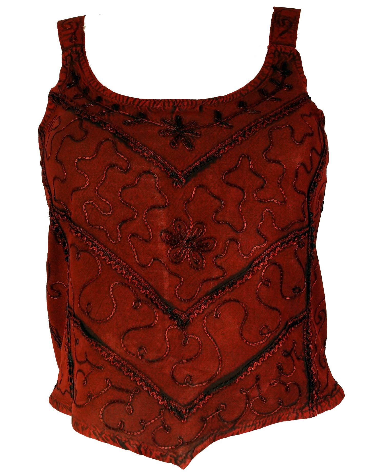 Guru-Shop T-Shirt Besticktes Top Boho chic, Hippie Top - weinrot Ethno Styl günstig online kaufen
