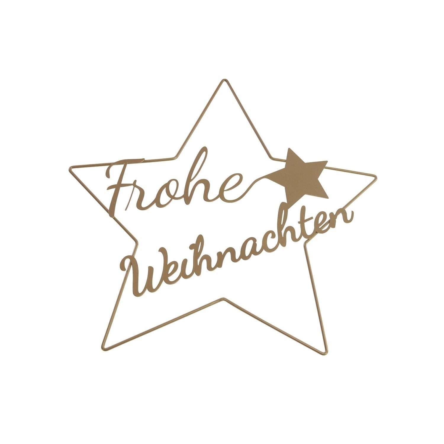 Werner Voß Weihnachtsfigur Deko-Stern Frohe Weihnachten - gold - Metall - 38x35 -5 cm