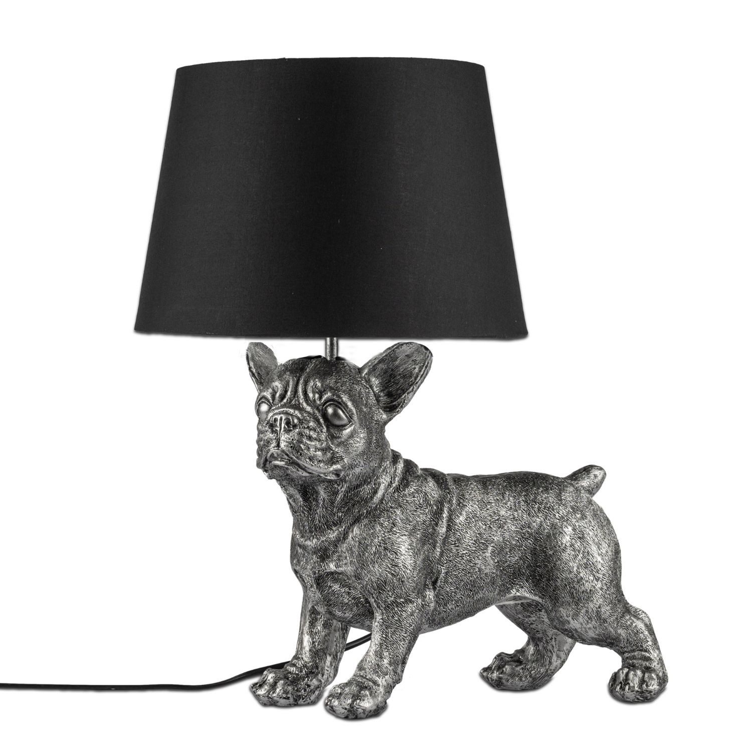 formano Tischleuchte Tierlampen, Nicht enthalten, Höhe: 45cm, Farbe: Silber, Motiv: Bulldogge