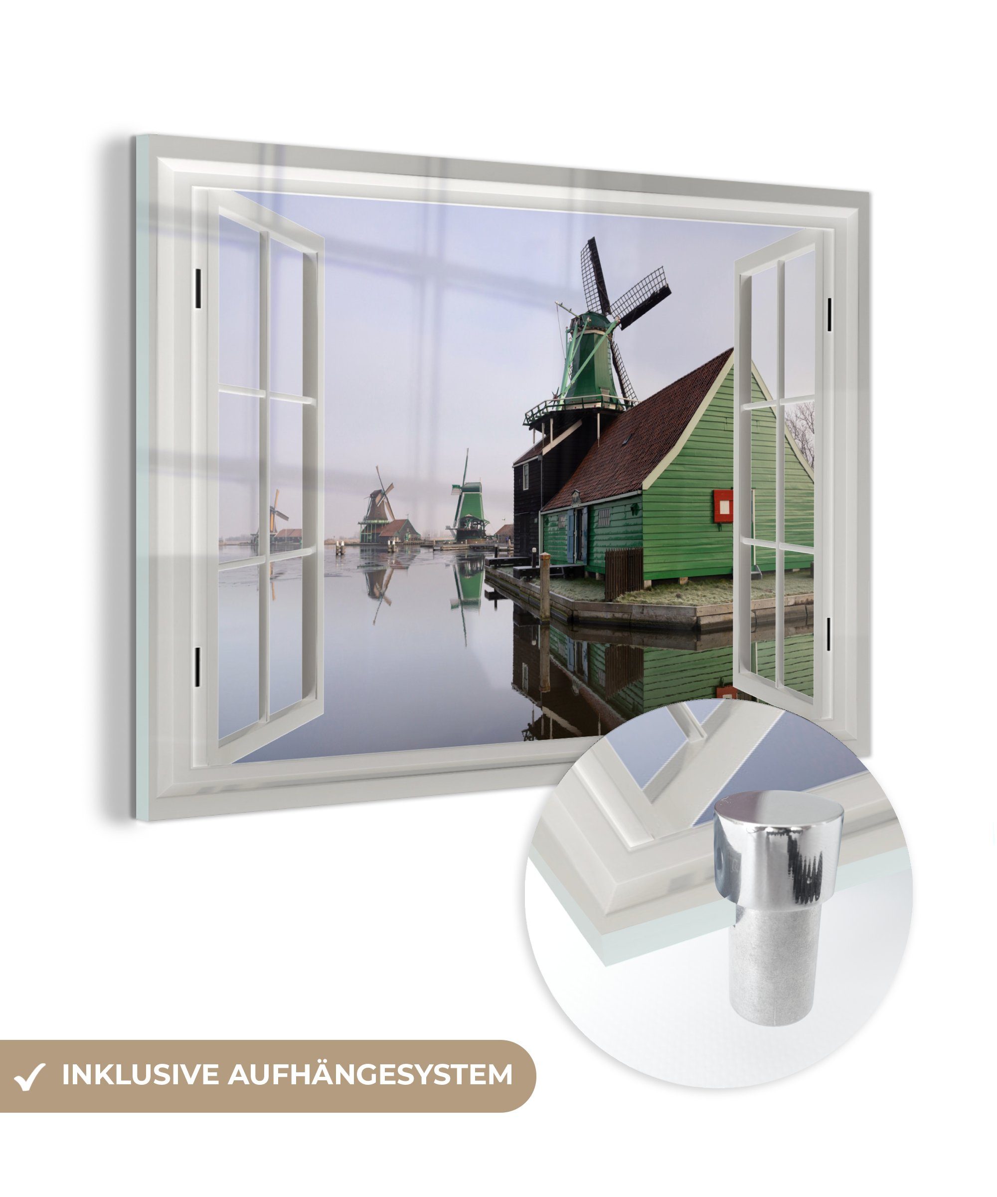 MuchoWow Acrylglasbild Aussicht - Haus - Mühle, (1 St), Glasbilder - Bilder auf Glas Wandbild - Foto auf Glas - Wanddekoration