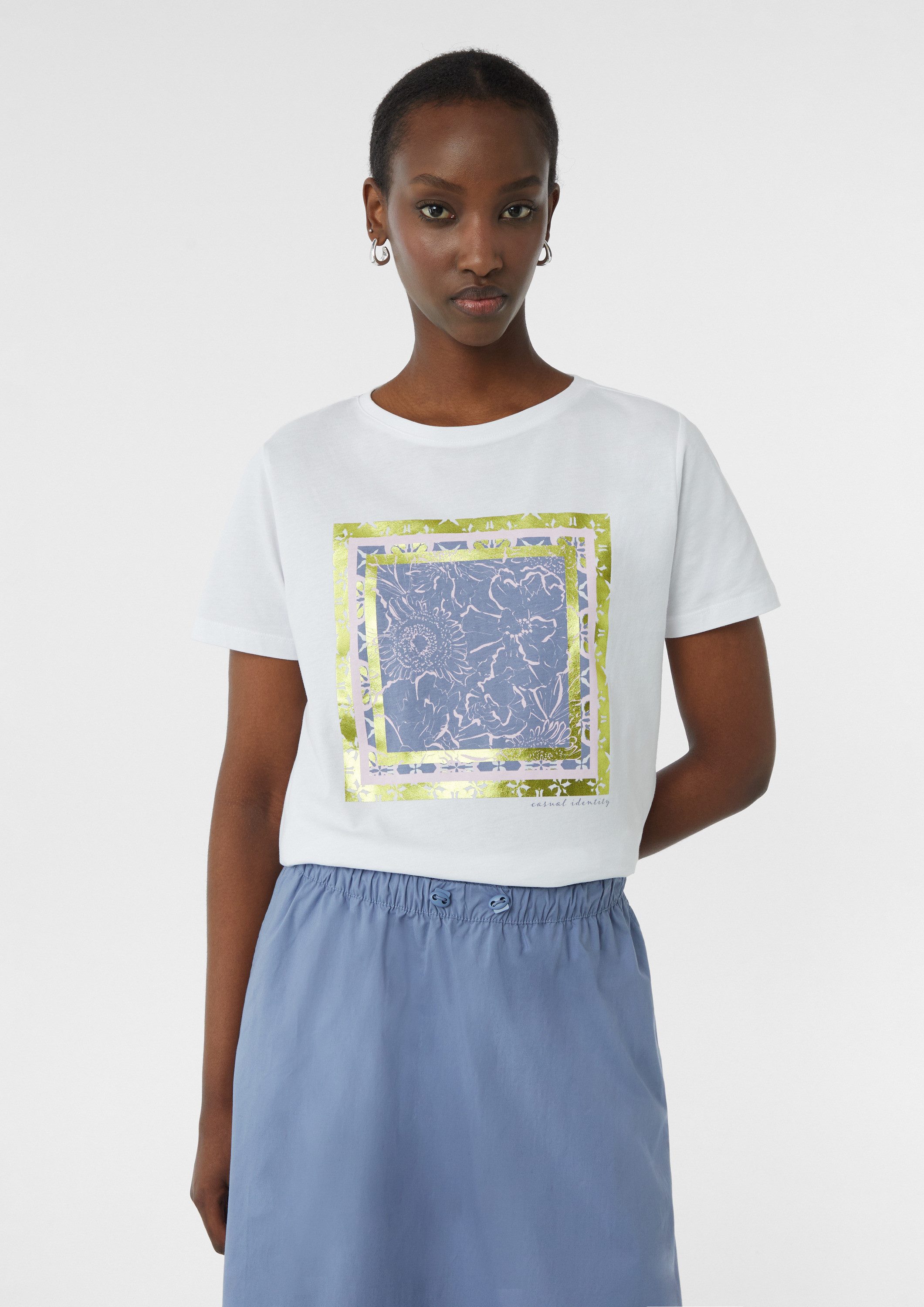 comma Kurzarmshirt T-Shirt Jersey-T-Shirt mit Artwork günstig online kaufen