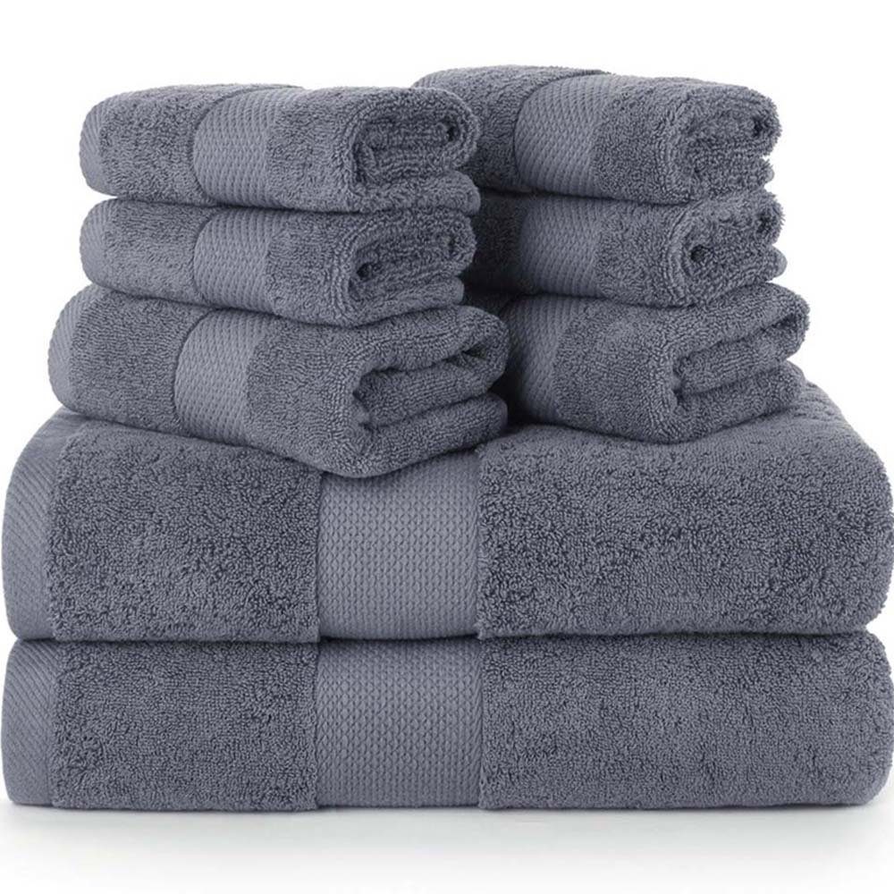 Baumwolle Handtücher Set mit FELIXLEO Waschlappen aus 8er Viskosestreifen