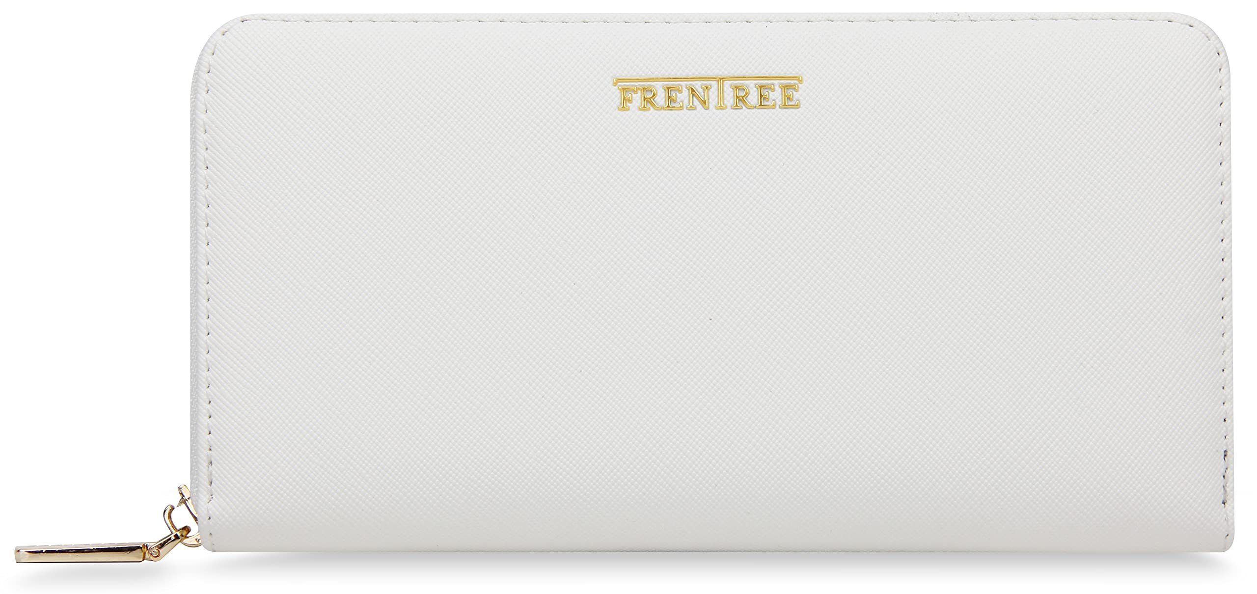Frentree Geldbörse, Damen Portemonnaie mit RFID Schutz, Smartphonefach, inkl. Geschenkbox Weiß