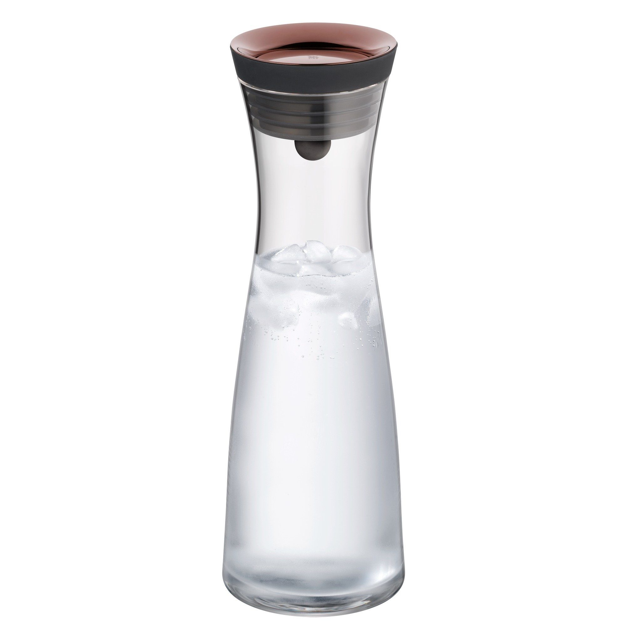 WMF Wasserkaraffe Basic für Kalt- und Warmgetränke, Silikonrand, 1 l Fassungsvermögen, Close-Up-Verschluss ink. integriertem Sieb, spülmaschinengeeignet