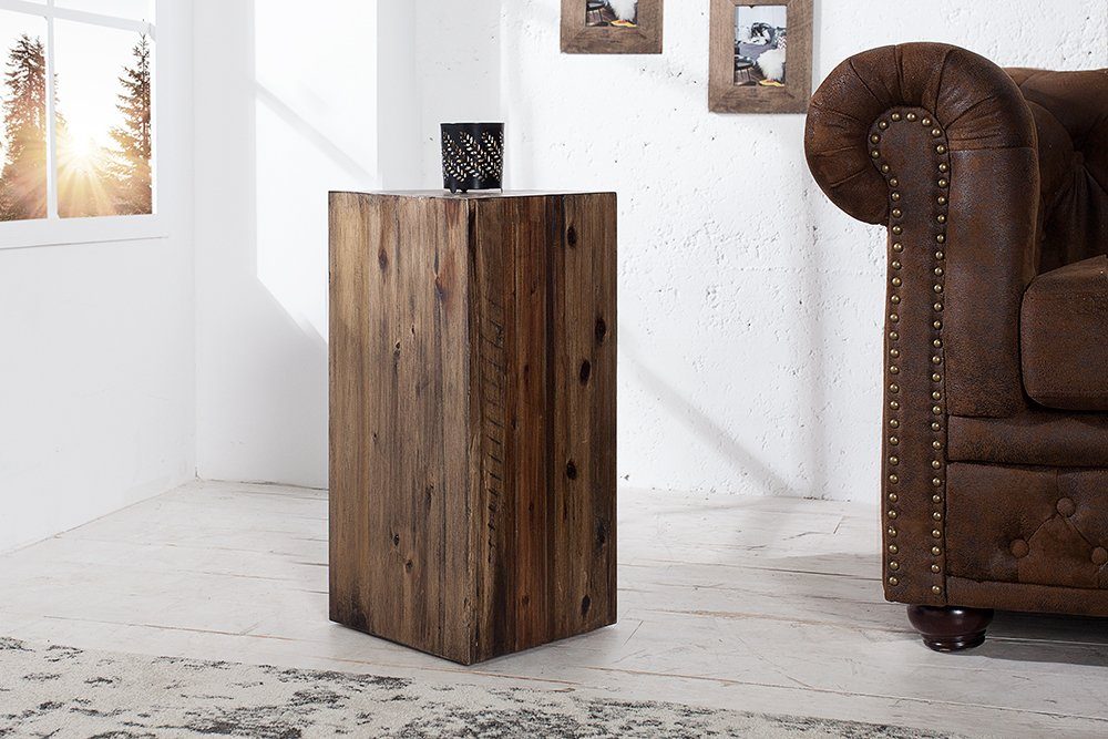 riess-ambiente Beistelltisch COLUMNA 50cm vintage Deko-Säule Akazie · braun, · Massivholz · Handarbeit