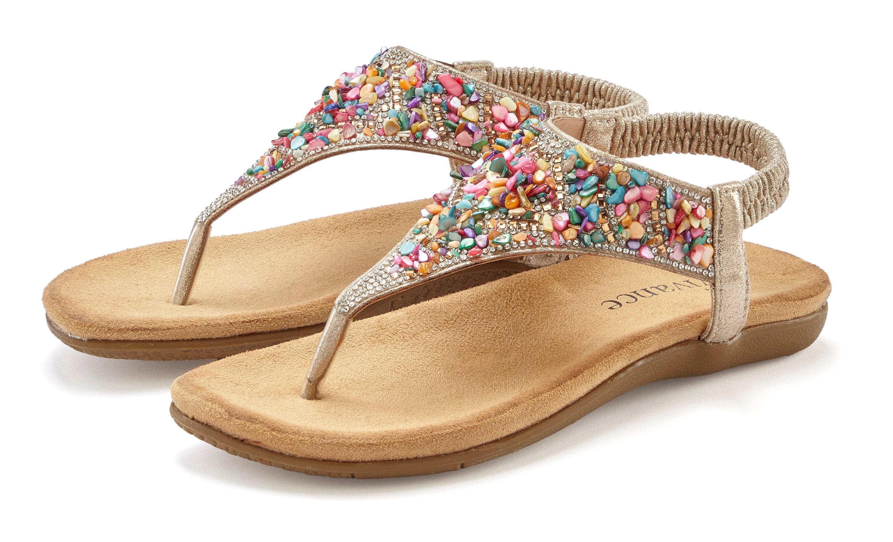 Vivance Sommerschuh Sandale Zehentrenner Sandale mit Schmucksteinen VEGAN günstig online kaufen