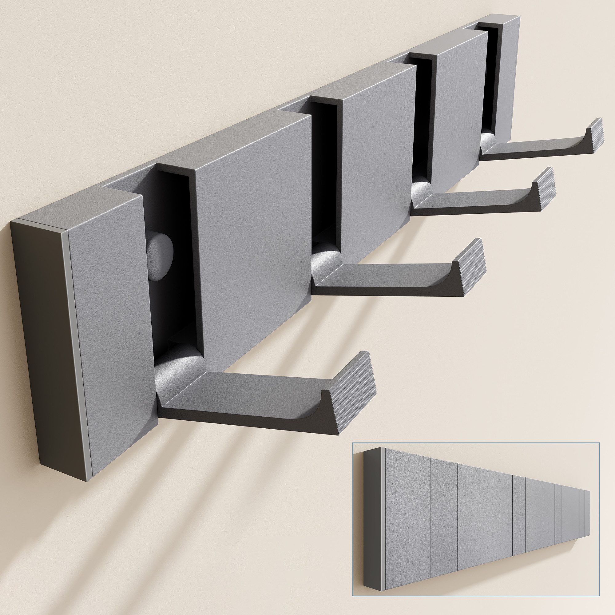 doporro Garderobenleiste Wandgarderobe Garderobenhaken aus Alu mit 4/6 Haken Kleben/Bohren, 4/6 faltbare Haken