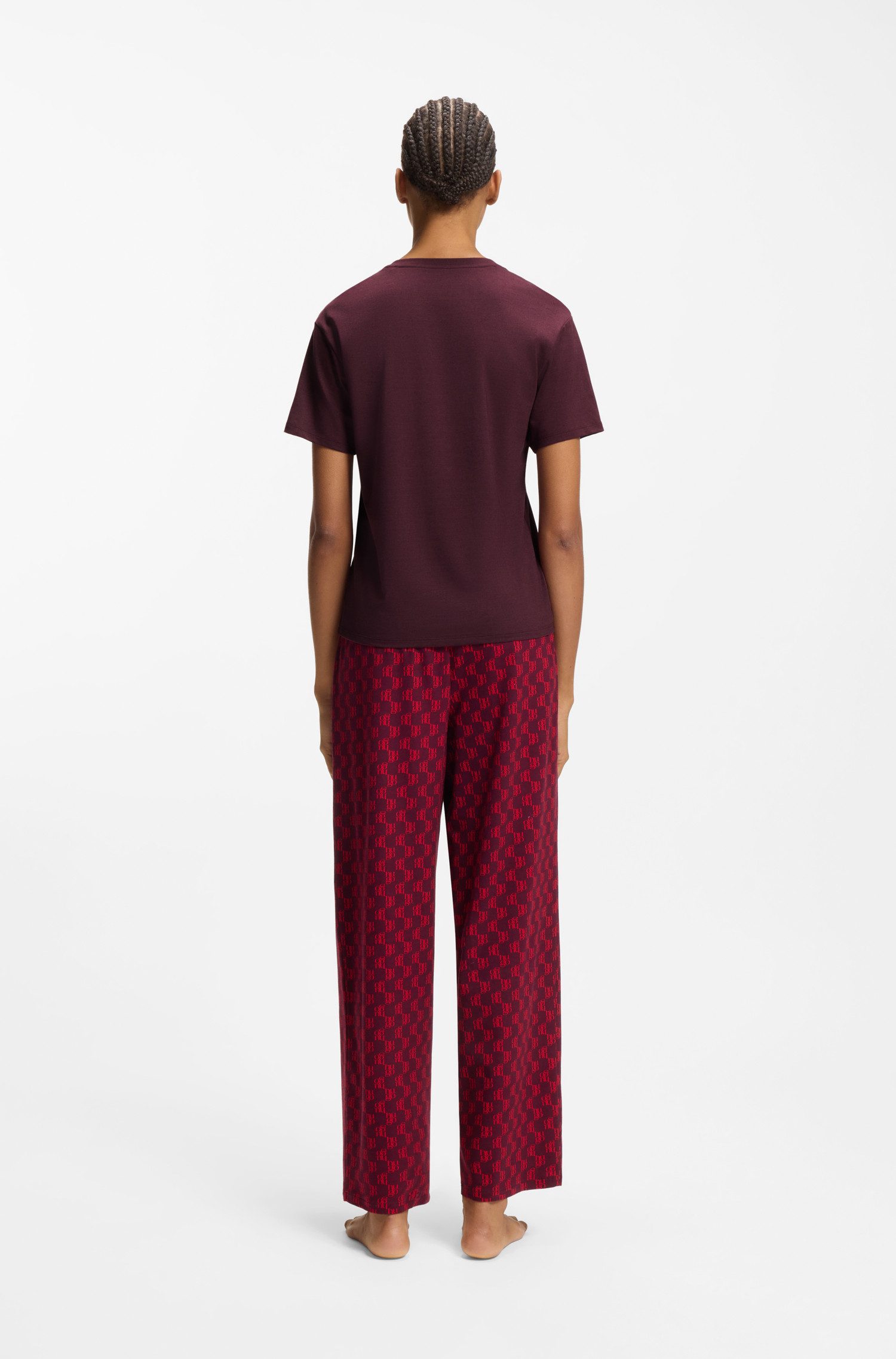 HUGO Pyjamaoberteil aus Stretch-Jersey mit Logo-Artwork, Rundhals, regular fit