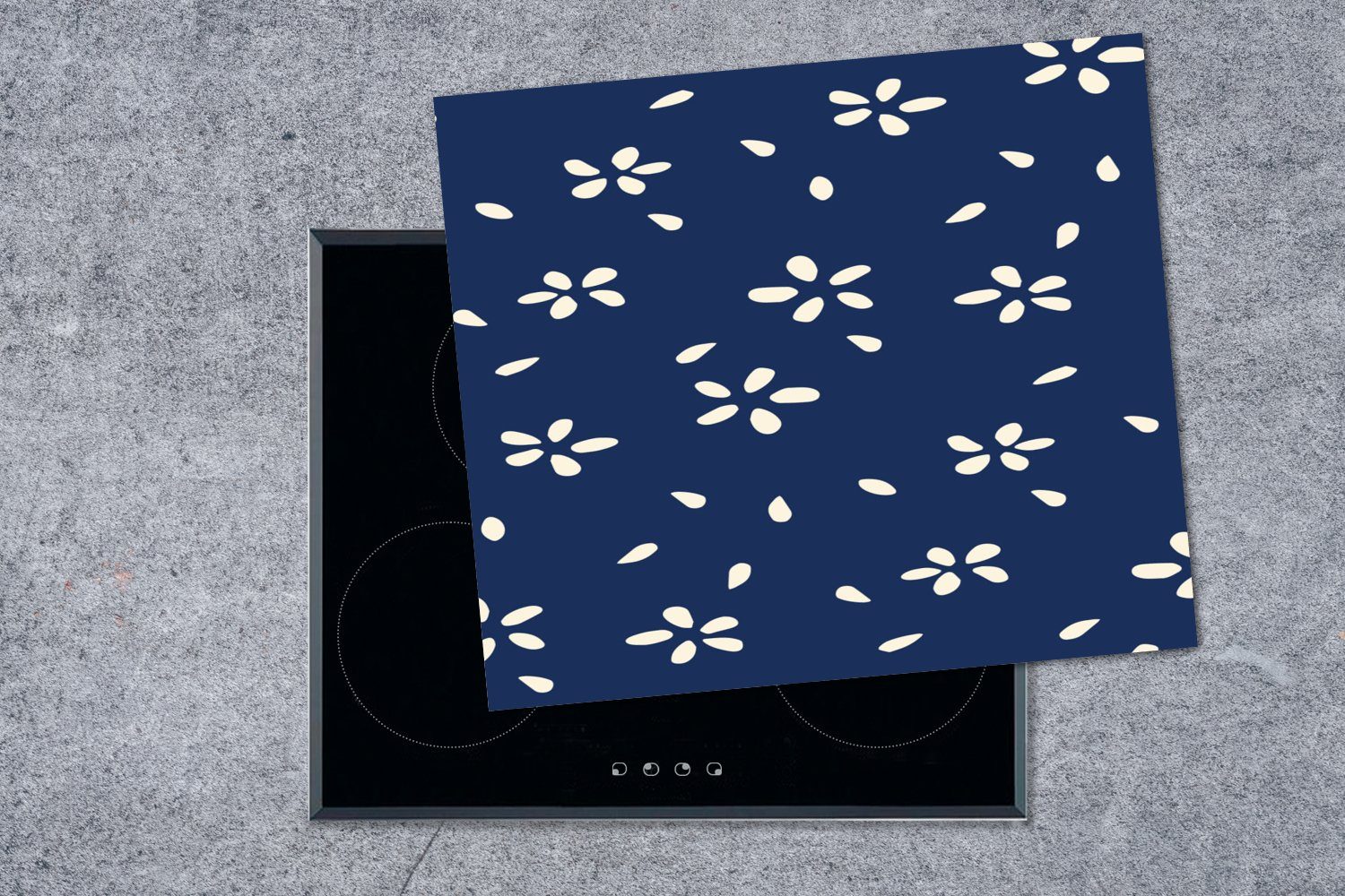 Japan, Muster - Arbeitsfläche Herdblende-/Abdeckplatte - MuchoWow Vinyl, tlg), Mobile - 60x52 (1 Blüte cm, Frühling nutzbar, Ceranfeldabdeckung