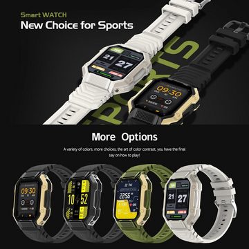findtime Spezielle Verbundmaterialien Smartwatch (1,83 Zoll, Android, iOS), mit Telefonfunktion Sportuhr Blutdruckmessung Pulsuhren Pulsmesser uhr