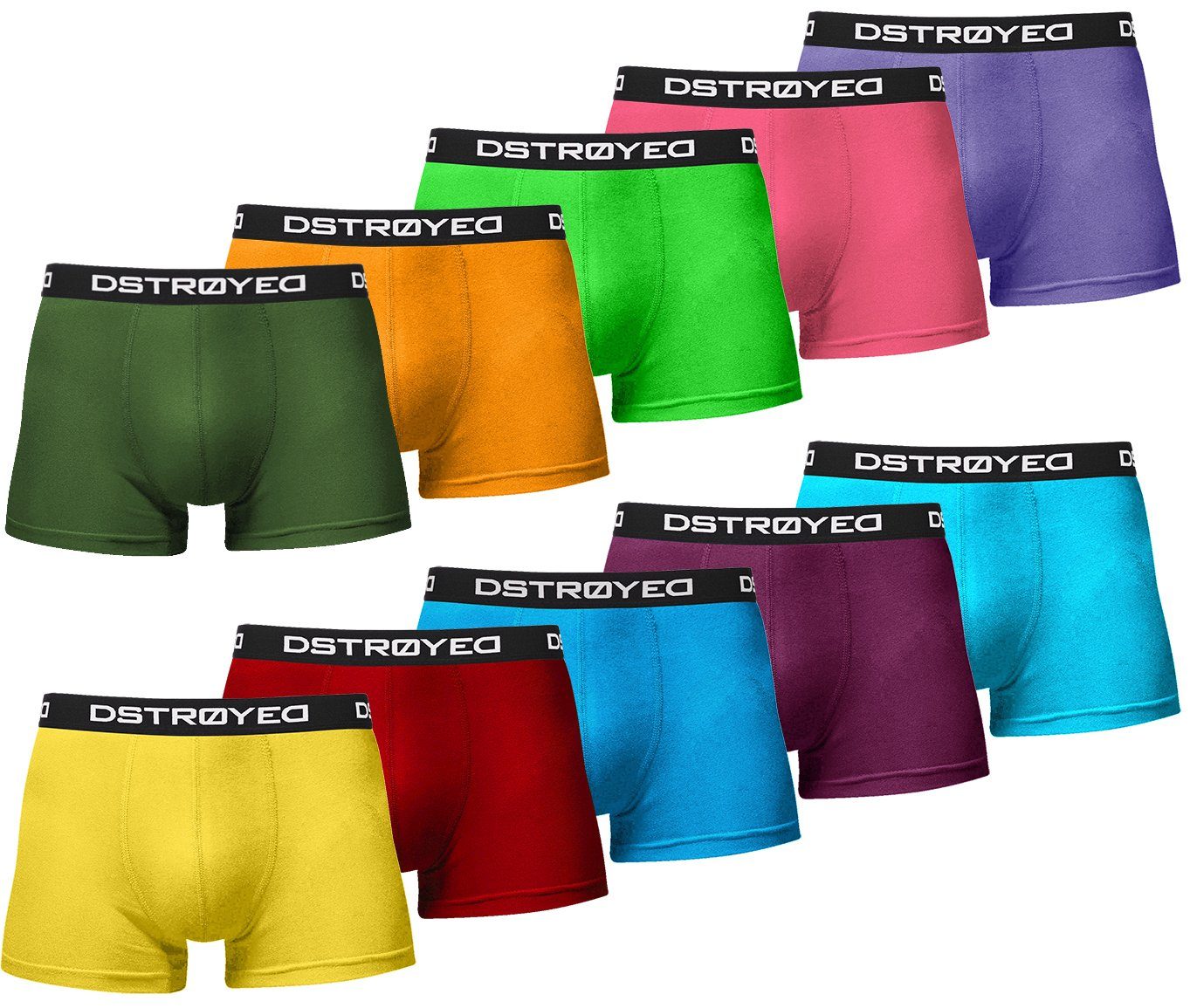 DSTROYED Boxershorts Herren Männer Unterhosen Baumwolle Premium Qualität perfekte Passform (Vorteilspack, 10er Pack) S - 7XL