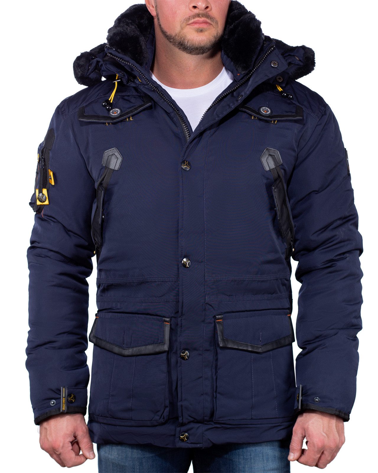 Geographical Norway Winterjacke Herren Regular Fit Jacke baacrobate Modernes Design mit Kunstlederdetails